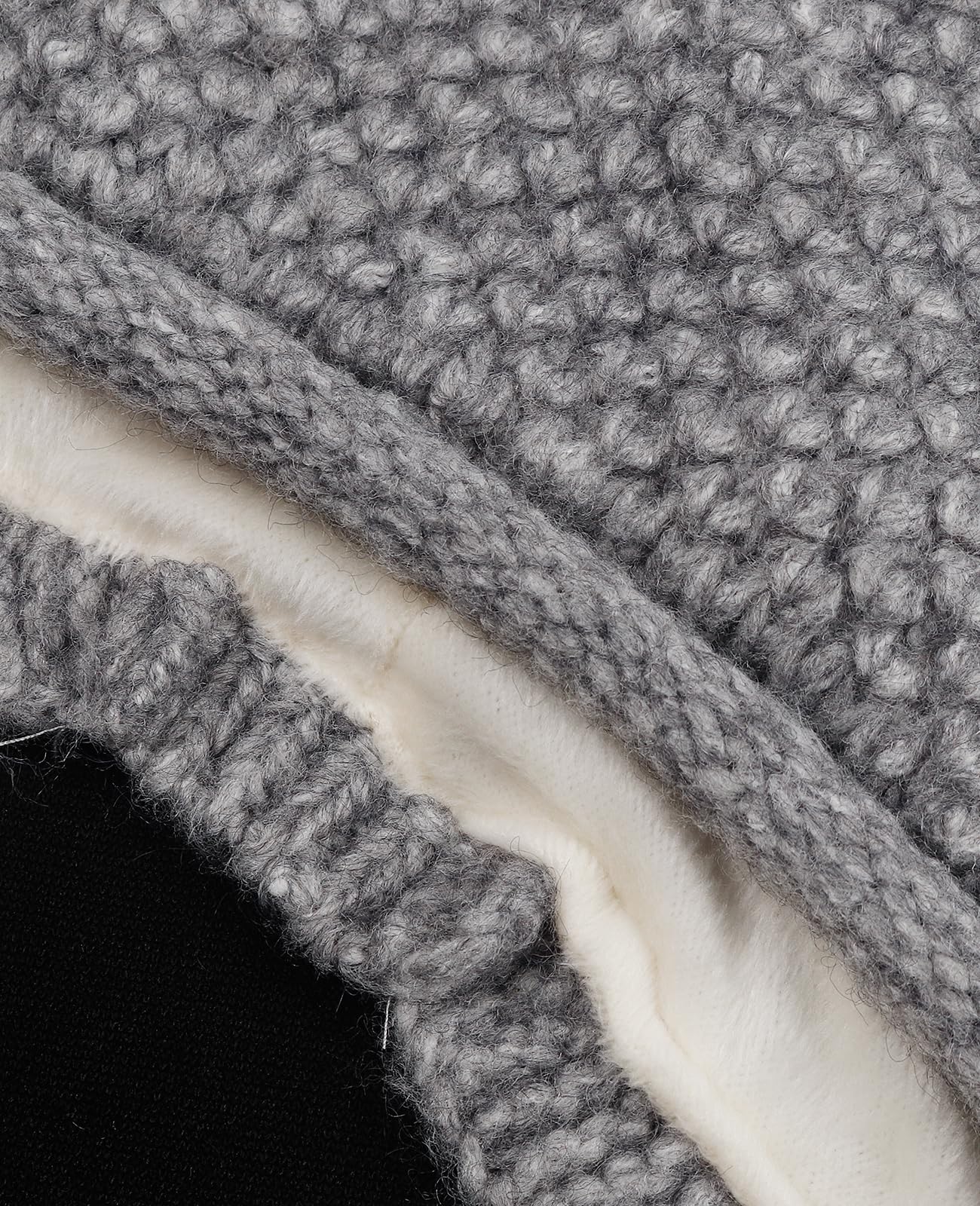 L'VOW Women Bunny Ears Beanie Winter Knitted Cute Ears Hat Plush Lined Winter Skull Hat Fun Ski Snow Cap with Straps(Gray)
