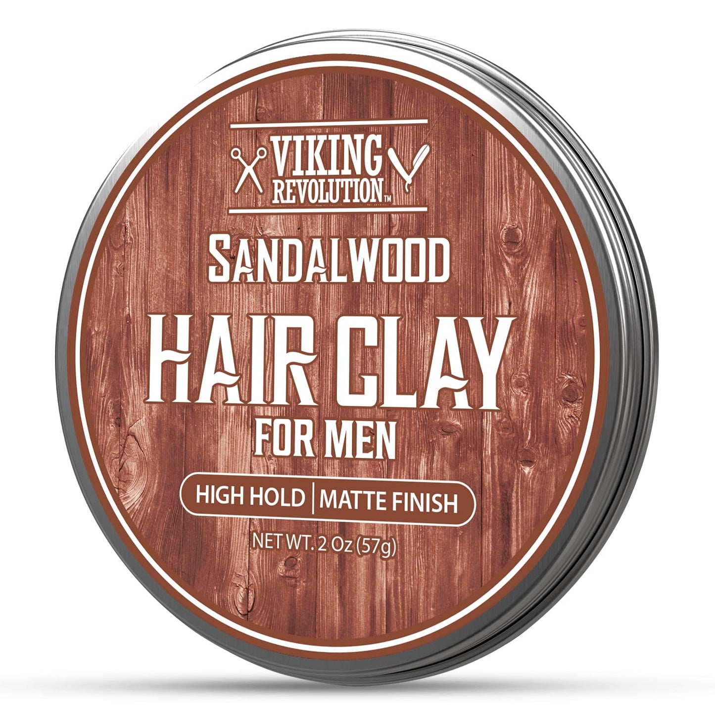Viking Revolution Sandalwood Hair Clay for Men - Matte Finish Mens Hair Clay - Texturizing Clay Hair Product Men with Jojoba and Vitamin E - Clay Pomade for Men Effortless Hair Styling Cream (2 oz)