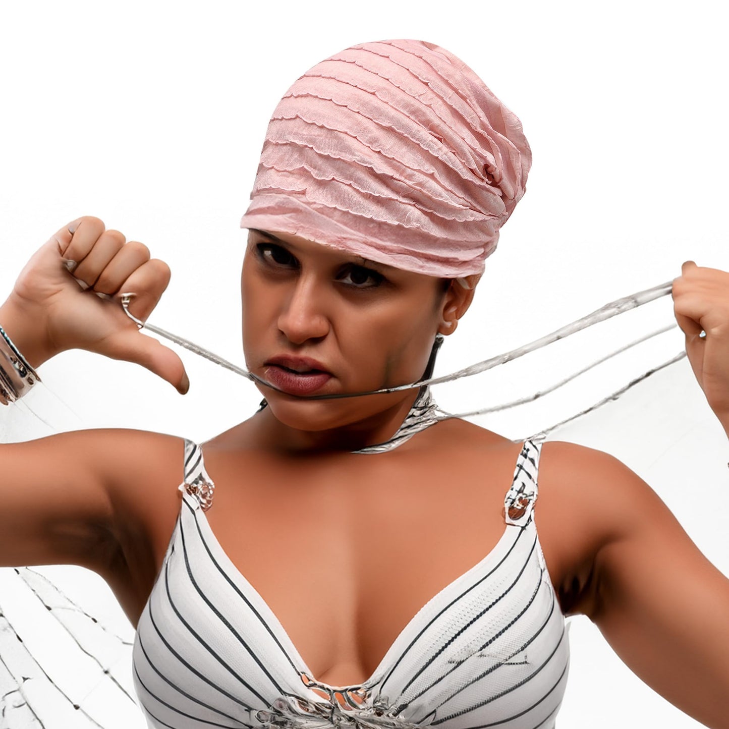 Kayier Women's Baggy Casual Chemo Beanie Cap (2 Pack - Pink & Grey)