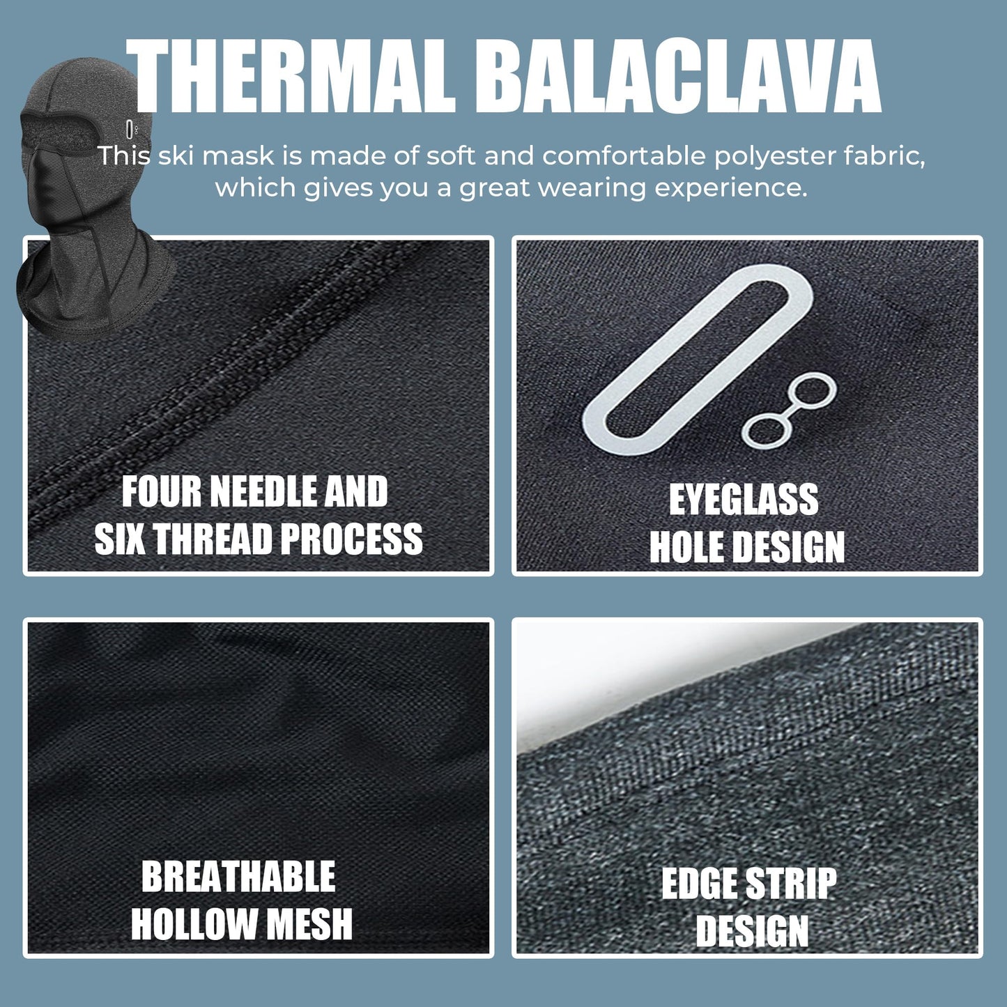 Winter Face Mask for Men Women Balaclavas Cold Weather Neck Gear Motorcycle Ski Masks Full Head Snowboard Face Cover Grey