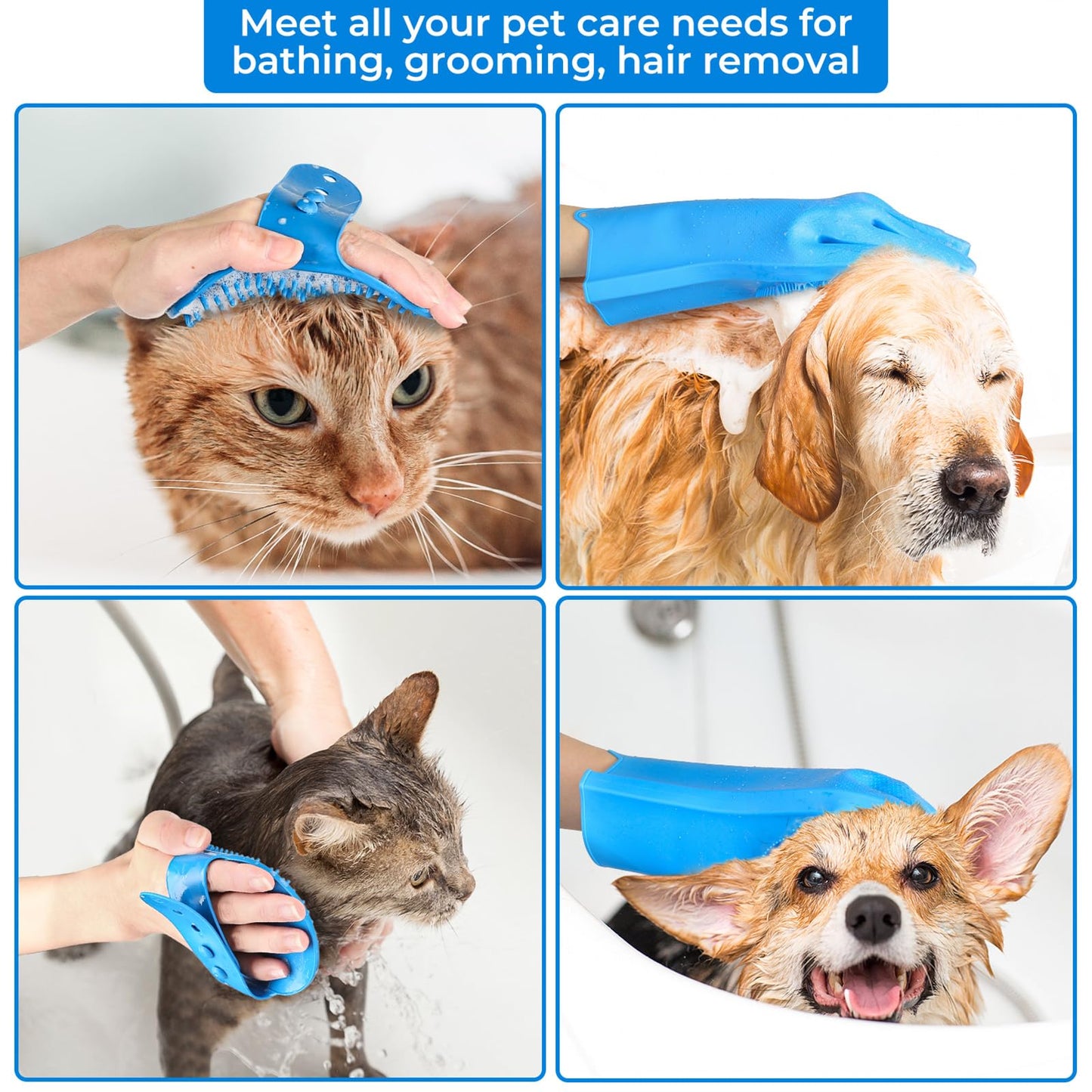 IDQQUQQ 2PCS dog washing gloves and dog bath brush, 2-in-1 pet shower set | Suitable for dogs, cats, bath massage, and pet grooming