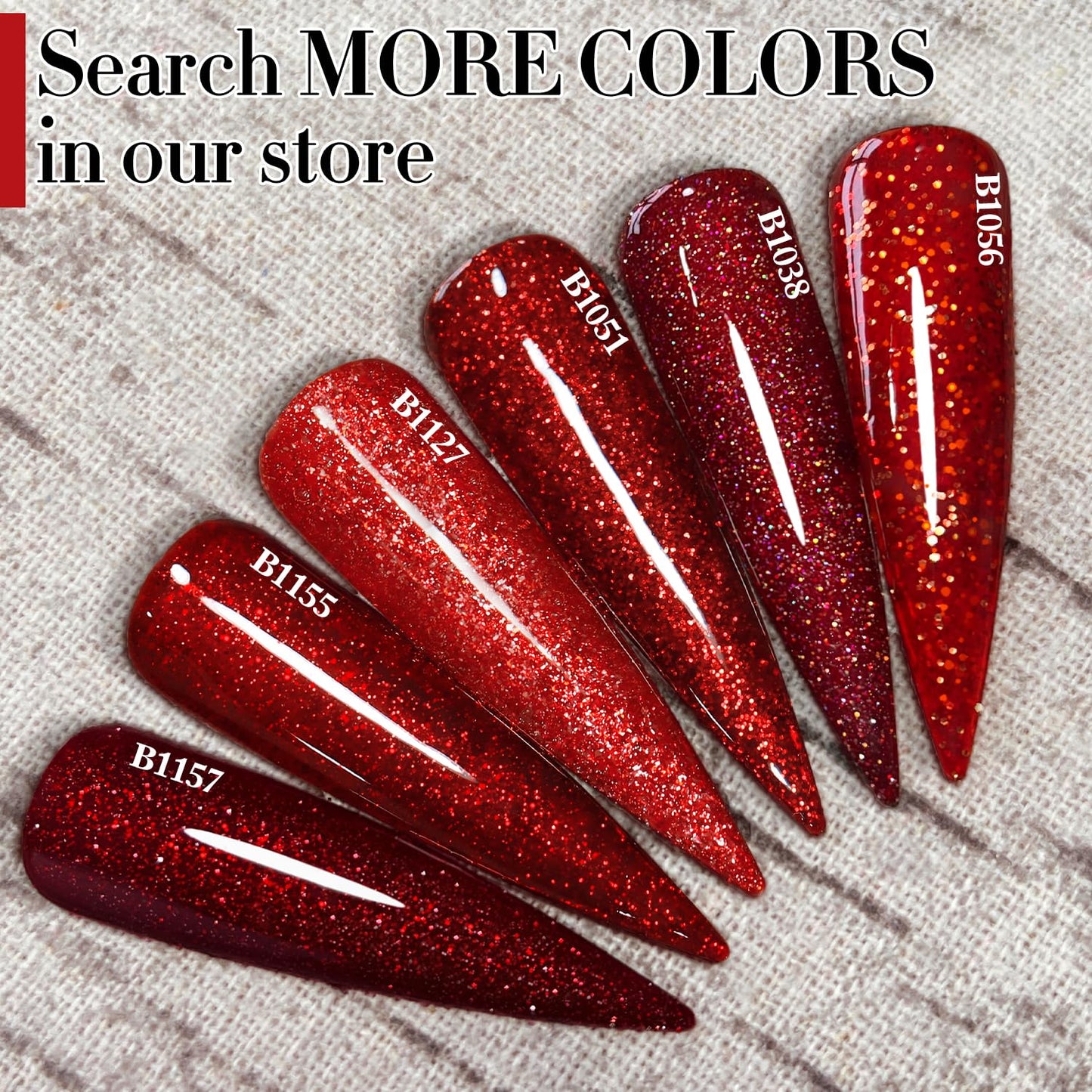 Double Rhythm 15ML Glitter Gel Polish Shimmer Reflective Holographic Color Magnetic for Nail Art Salon DIY at Home (Sparkle Red-B1156)