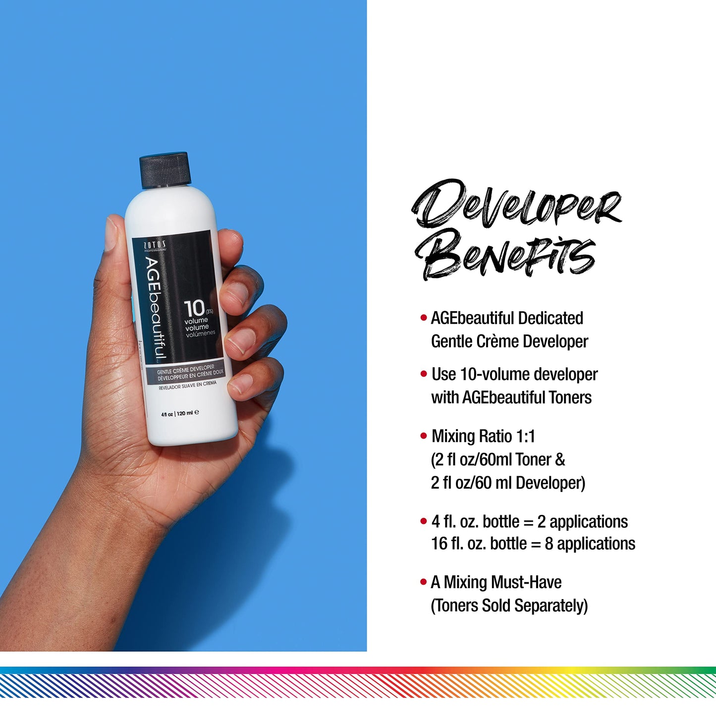 AGE beautiful 10 Volume Gentle Creme Hair Developer | For Permanent Hair Color Dyes, Toners, Lighteners | Professional Salon Coloring | Long Lasting Haircolor | 16 Fl Oz