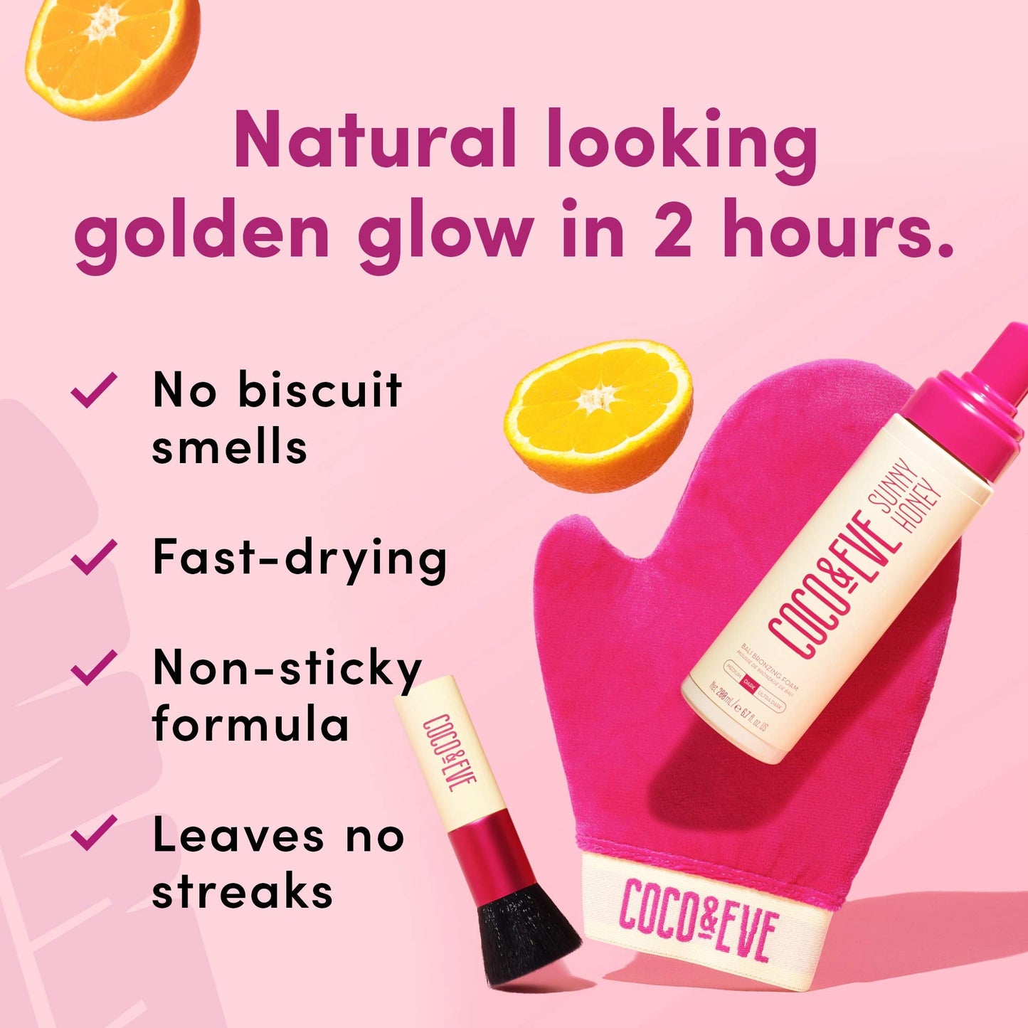 Coco & Eve Sunny Honey Bali Bronzing Bundle (Ultra Dark). All Natural Sunless Tanning Mousse. Instant Self Tanning Lotion with Bronzer, Mitt Applicator and Kabuki Brush.