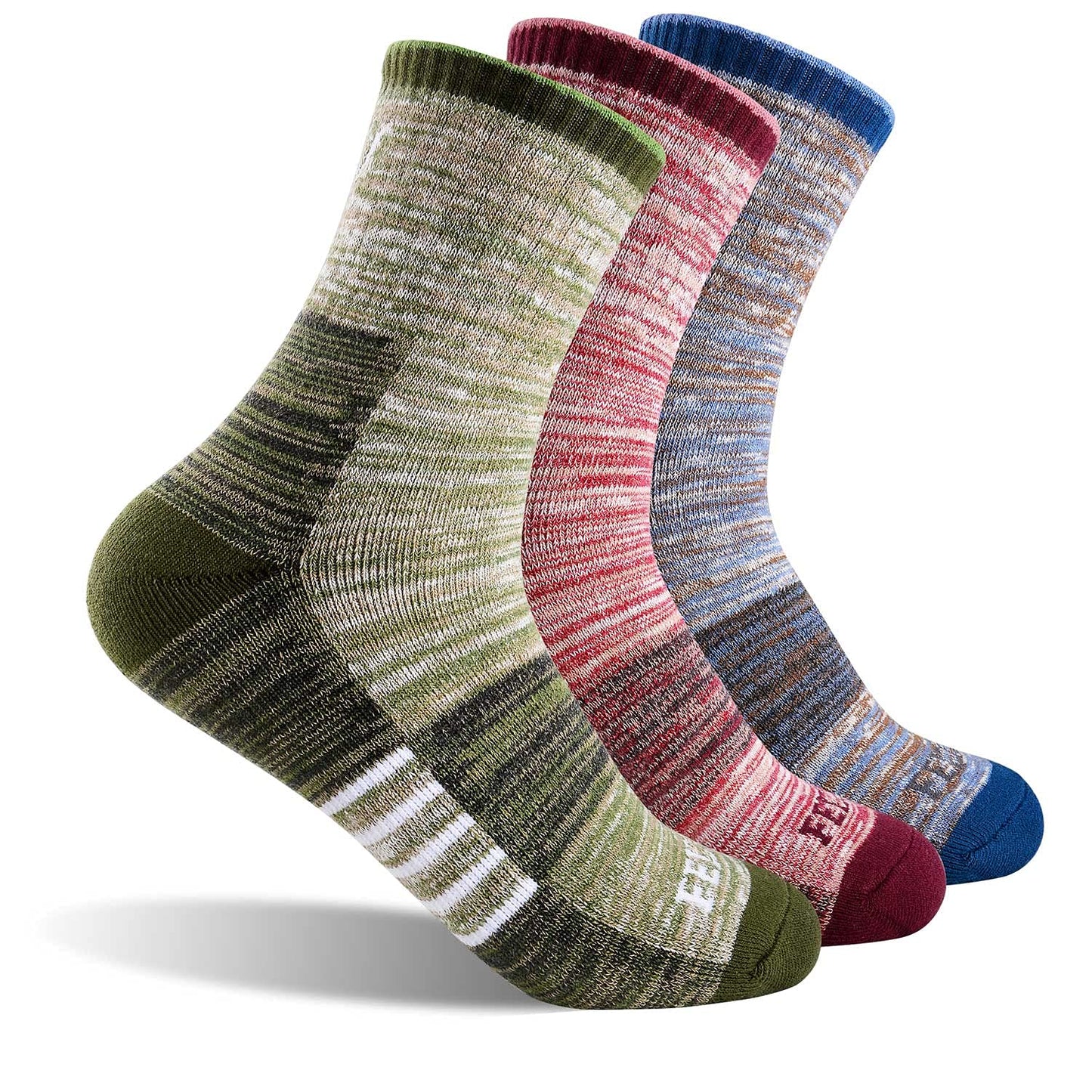 FEIDEER Women's Hiking Walking Socks, 3-pack Outdoor Recreation Socks Wicking Cushion Crew Socks (3WS20403-L)