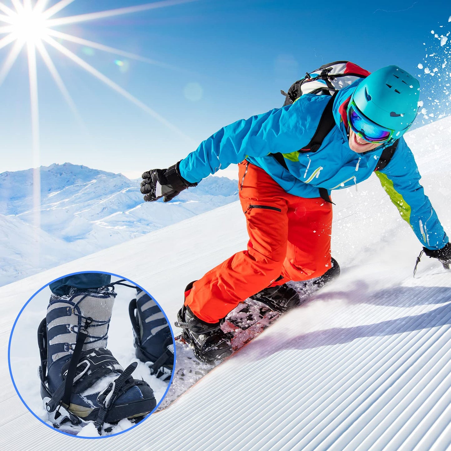 8 Pcs Snowboard Leash Cord Snowboarding Short Leash with Key Ring for Men Women Snowboarding, Black