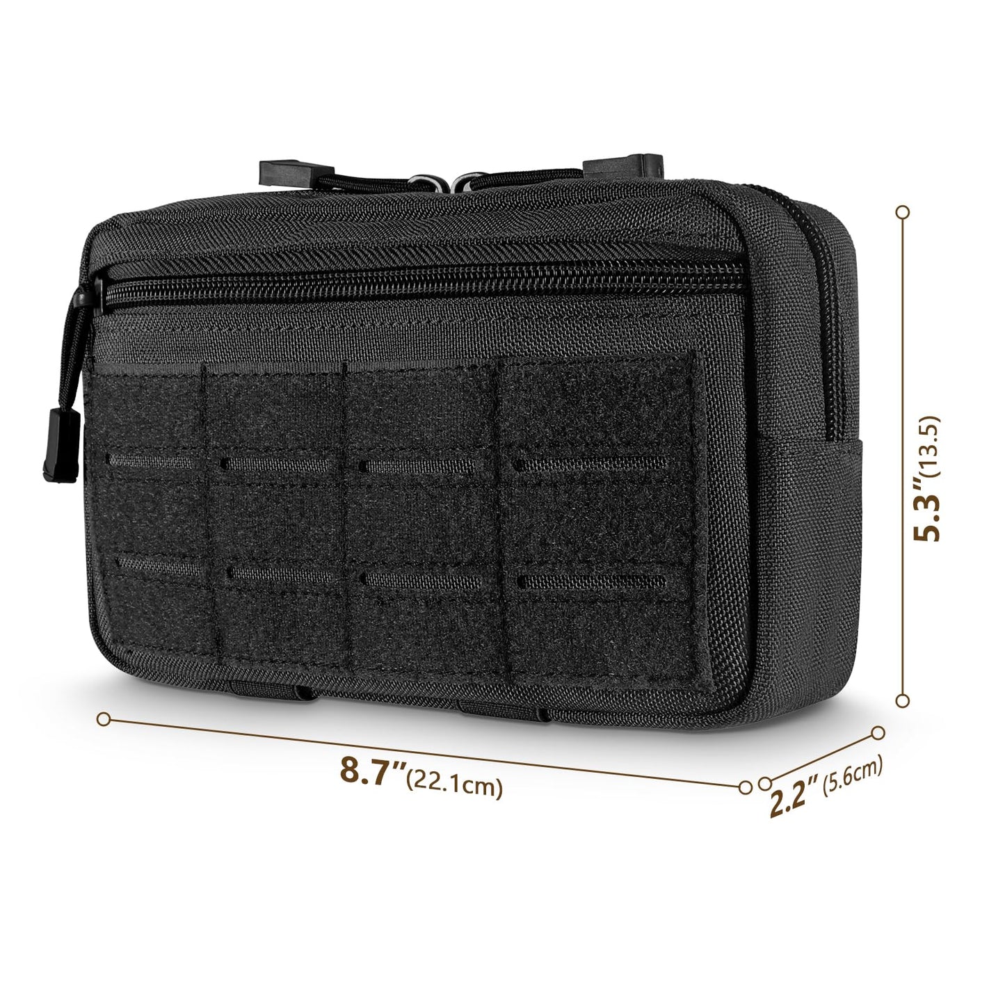 FRTKK Tactical Molle Admin Pouch Utility Laser Cut EDC Tool Pouch Bag Horizontal Modular Pouches Include US Flag Patch and Keychain