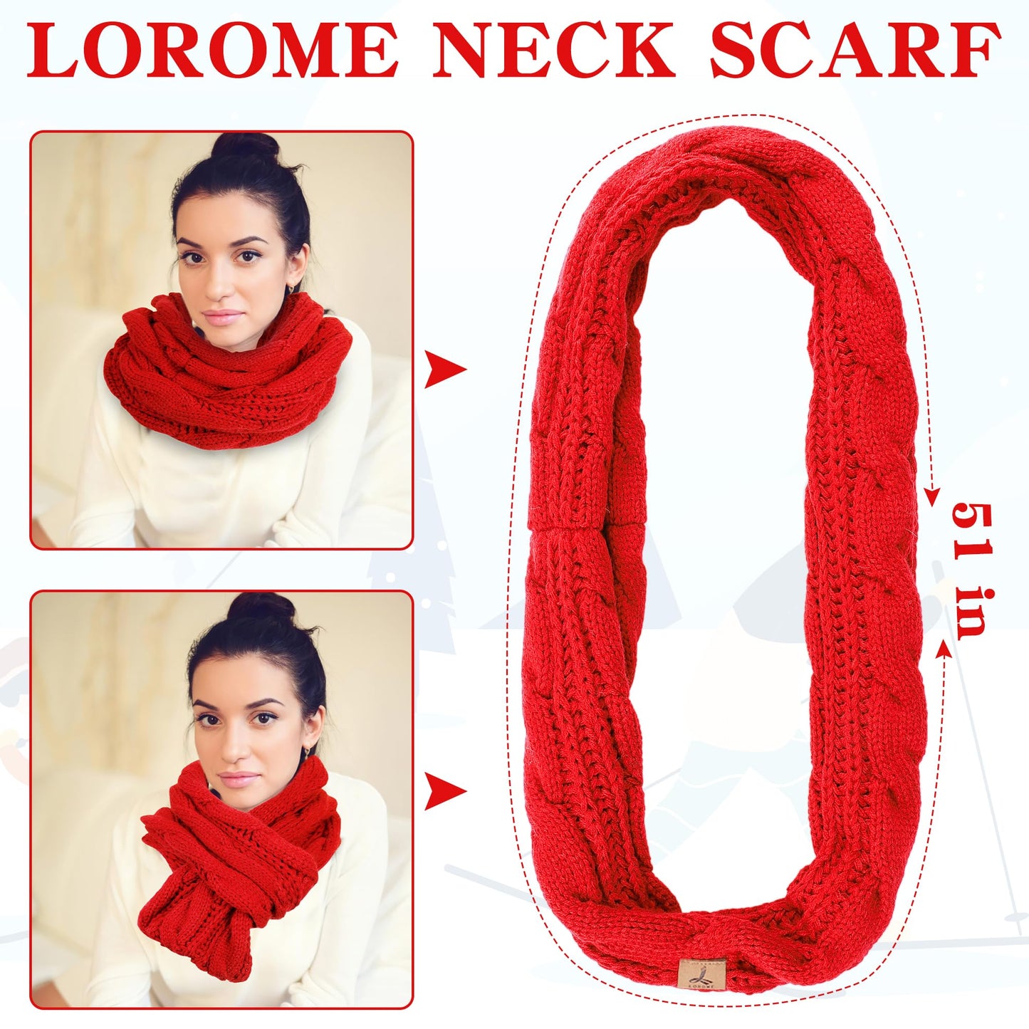 Winter Hat Scarf Gloves and Face Mask, Warm Knit Beanie Pompom Hat Touchscreen Gloves Set Gifts Circle Scarves for Women…