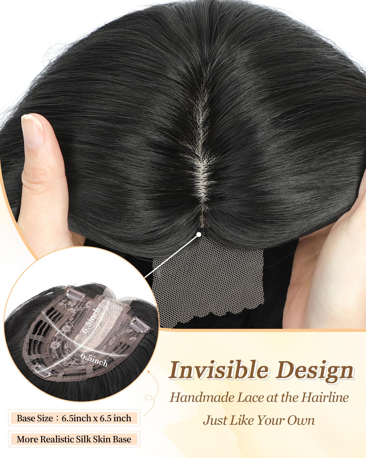 PANEWAY Hair Topper 16Inch Hair Toppers For Women Wavy Curly Natural Black Clip In Hair Topper Add Hair Volume Synthetic Wiglets Hair Pieces For Women
