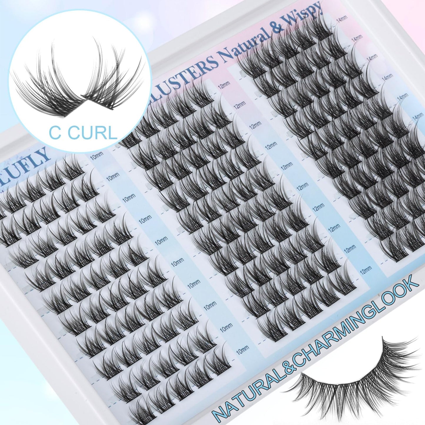 Lash Clusters Wispy Eyelash Clusters Natural C Curl Cluster Lashes zanlufly Wispy Individual Lashes 150Pcs Eyelash Extension 10 12 14MM DIY Lash Extensional Lash Clusters
