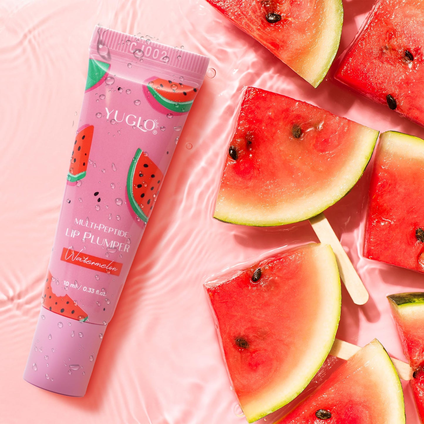 Yugo Multi-Peptide Infused Lip Plumping Treatment - Lip Moisturizer with Lip Balm Repair Effect for Smooth, Youthful Lips - Watermelon Flavor
