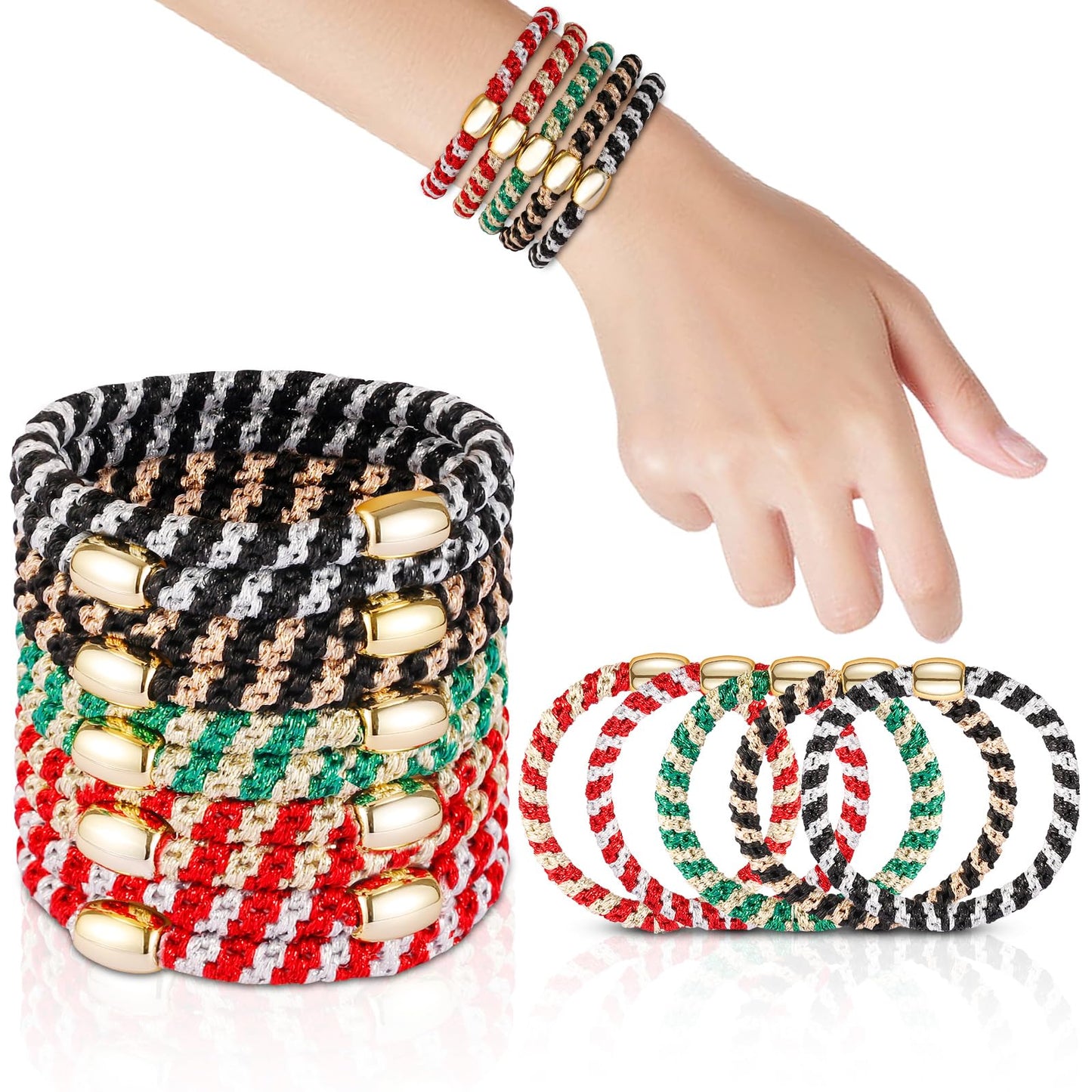 FORENEE Hair Ties No Damage - 10PCS Ponytail Holders - Elastic Hair Ties for Thick Hair - Braided Hair Bands for Women Girls's Hair - Christmas Limited