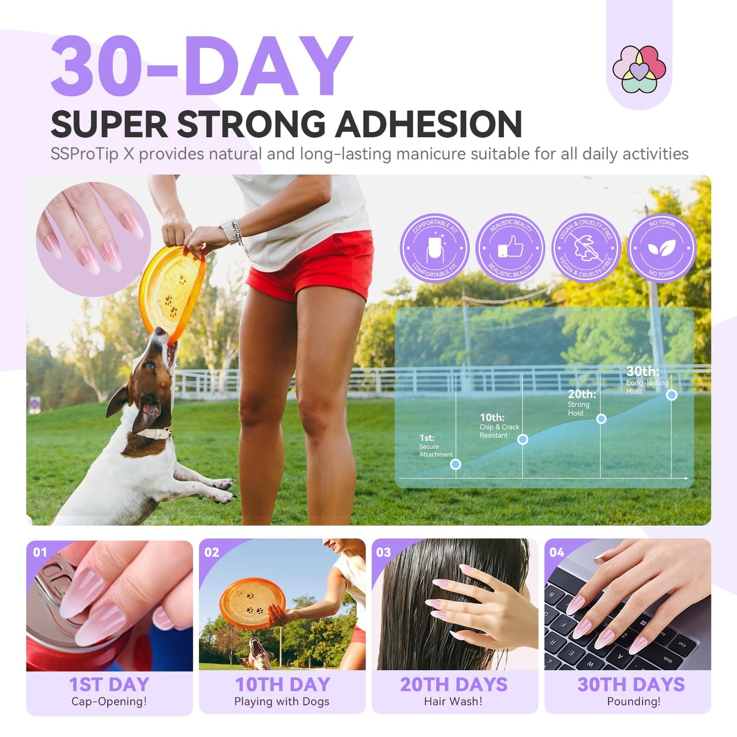 SAVILAND Press On Nails Ombre Nails: Medium Almond French Tips Full Cover Fake Nails Pink White Gradient Nails Press Ons 160 Pcs False Nails Tips Soft Gel s X Nail Tips for DIY Nail Art