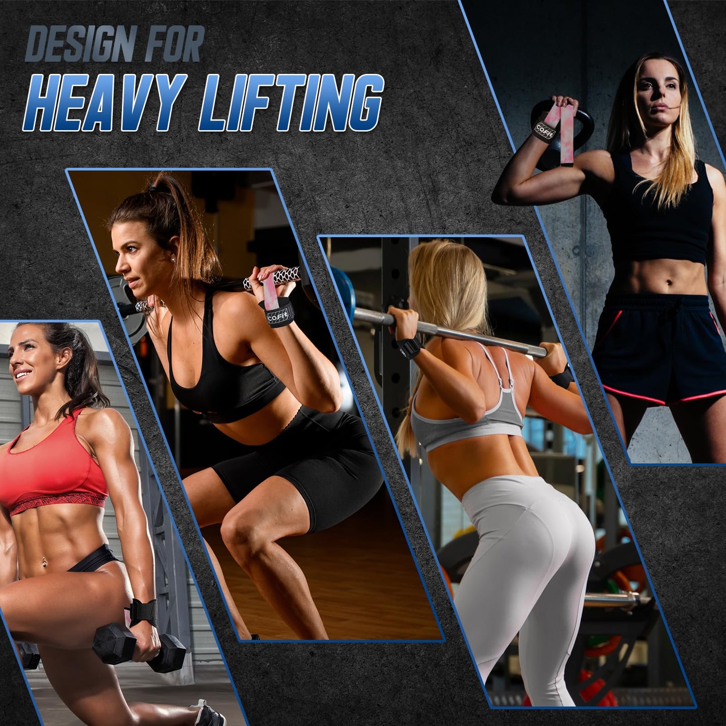 COFIT Workout Lifting Straps, Heavy Duty Weightlifting Wrist Straps with Extensive Cotton Padding Area, Enhanced Grip for Deadlifts, Powerlifting, Pull-Ups, Strength Training - Colorful Pink