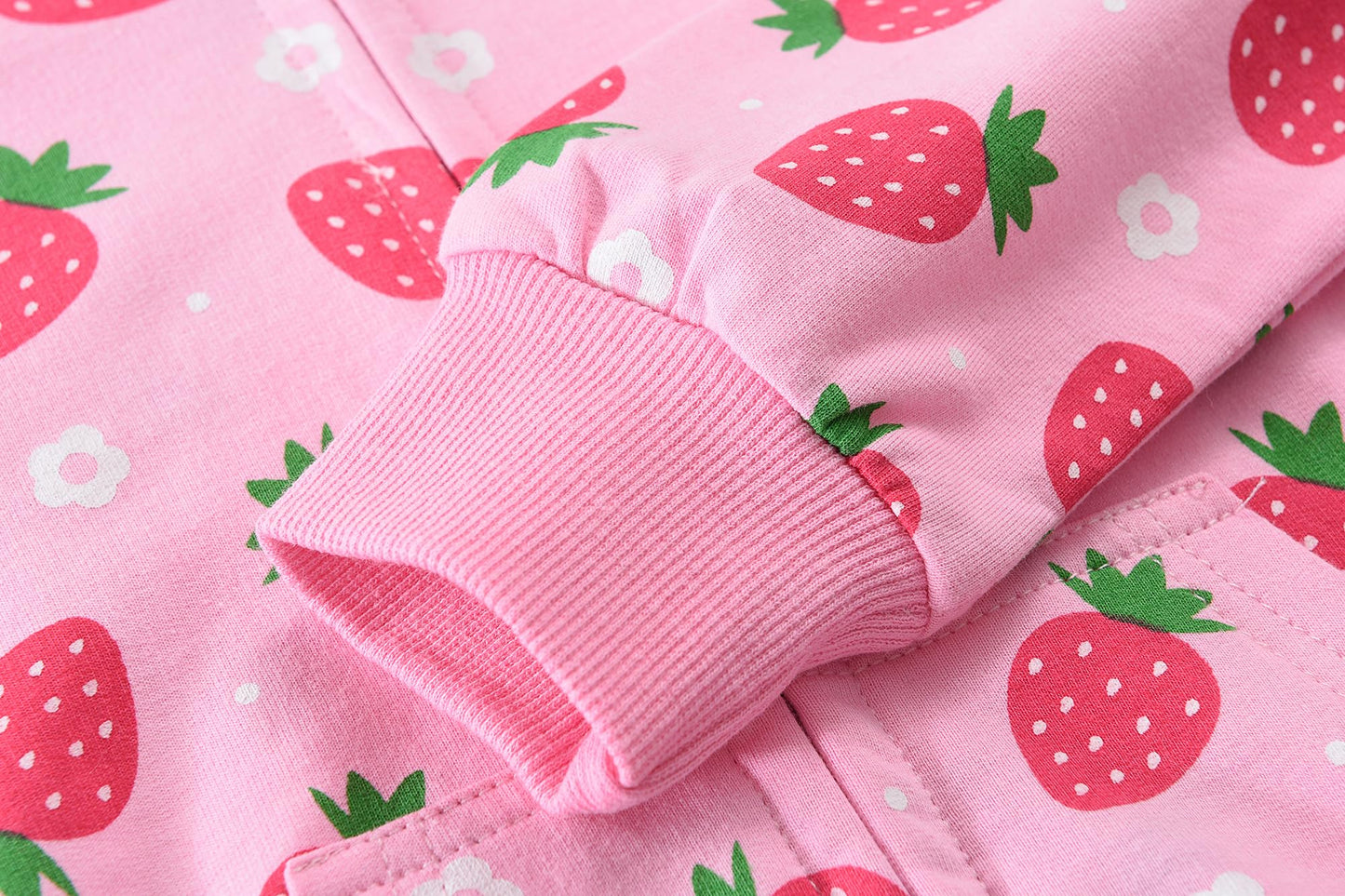 Tkria Baby Girls Zip-up Jacket Toddler Lightweight Hoodie Cotton Pullover Fleece Strawberry Sweatshirt Kids Fall Winter Coat Outwear Size 6