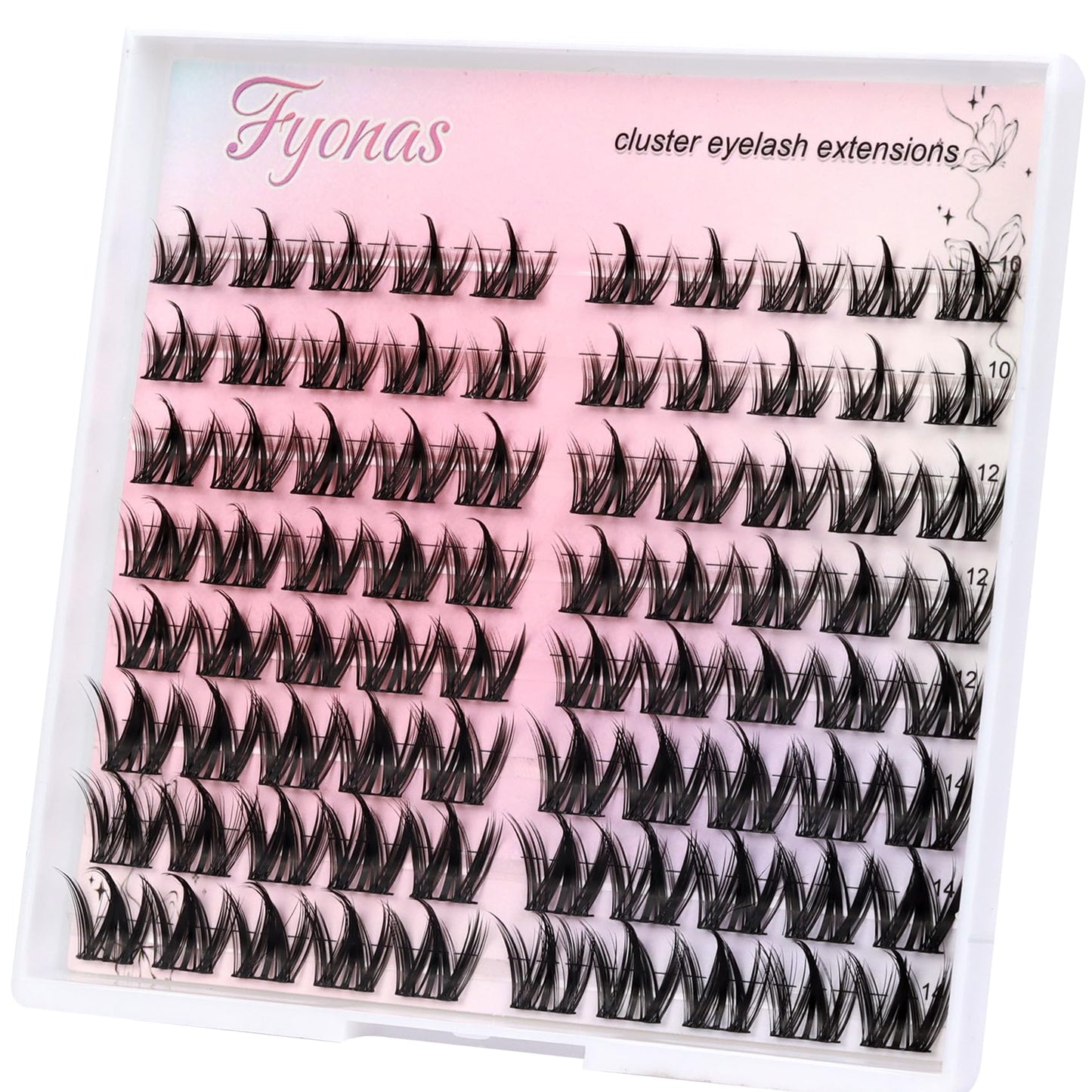 Fyonas Manga Lash Clusters Kit Natural Eyelash Clusters Spiky Lash Extension Kit 80Pcs Anime Cluster Eyelash Extensions with White Lash Glue Waterproof and Tweezers DIY at Home (Cutey Kit-B)