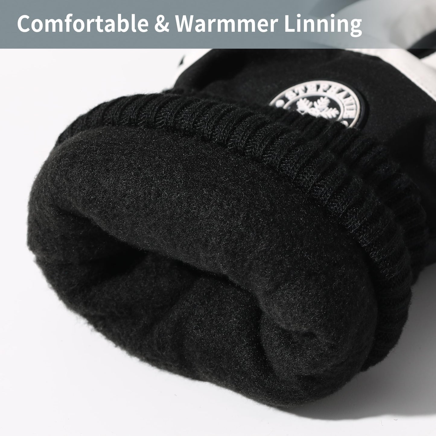 DOFOWORK Ski Gloves Men - Winter Gloves Warm for Men & Women, Waterproof Gloves Touchscreen, Snow Gloves Women, Black & White