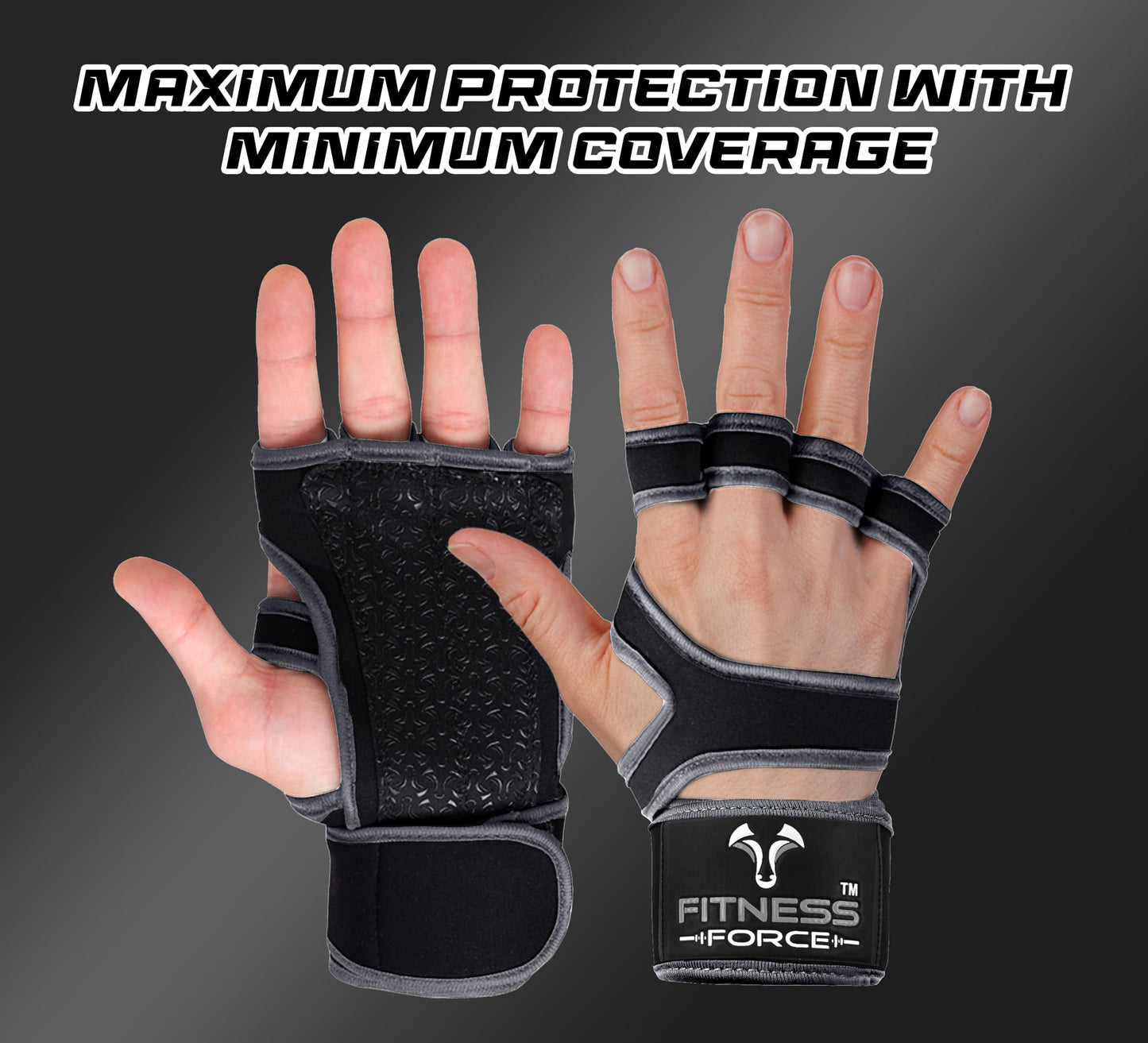 FITNESS FORCE Ventilated Gym Gloves for Men with Built-in Wrist Support for Workouts Weightlifting Gloves Workout Gloves for Women