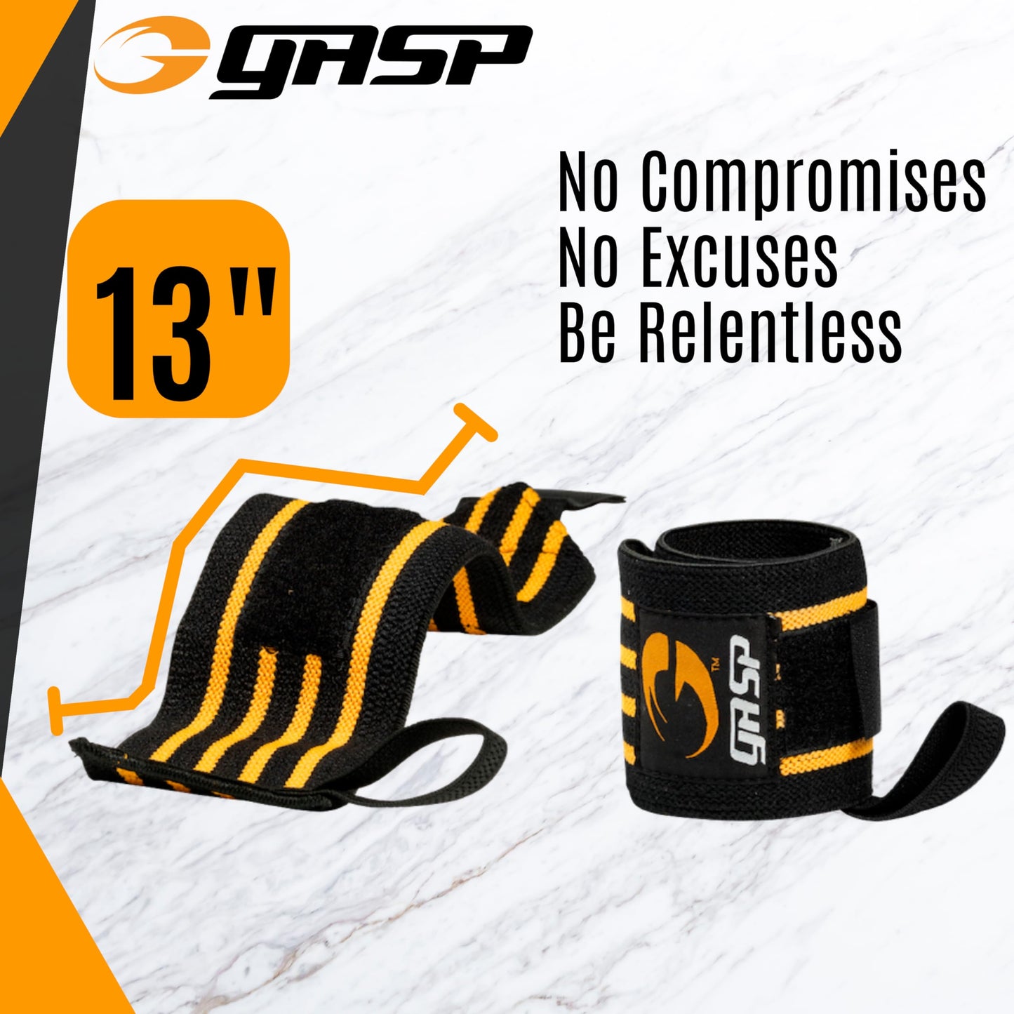 Gasp Hardcore Wrist Wraps 13” | Weightlifting Wrist Support for Men & Women | Best Gym Wrist Straps with Thumb Loop for Powerlifting Competition, Strength Training, Bodybuilding
