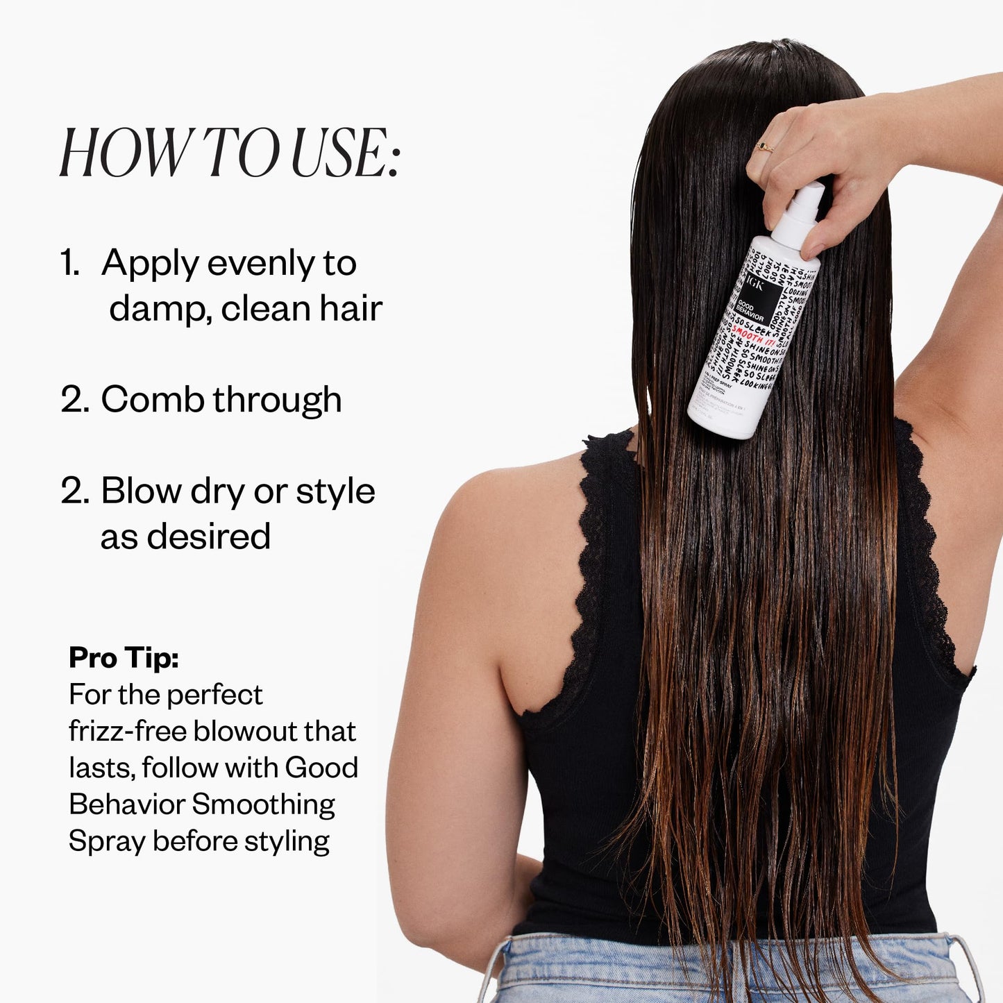 IGK GOOD BEHAVIOR 4-in-1 Prep Spray Travel | Leave In + Detangle + Heat Protectant | Vegan + Cruelty Free | 2 Oz