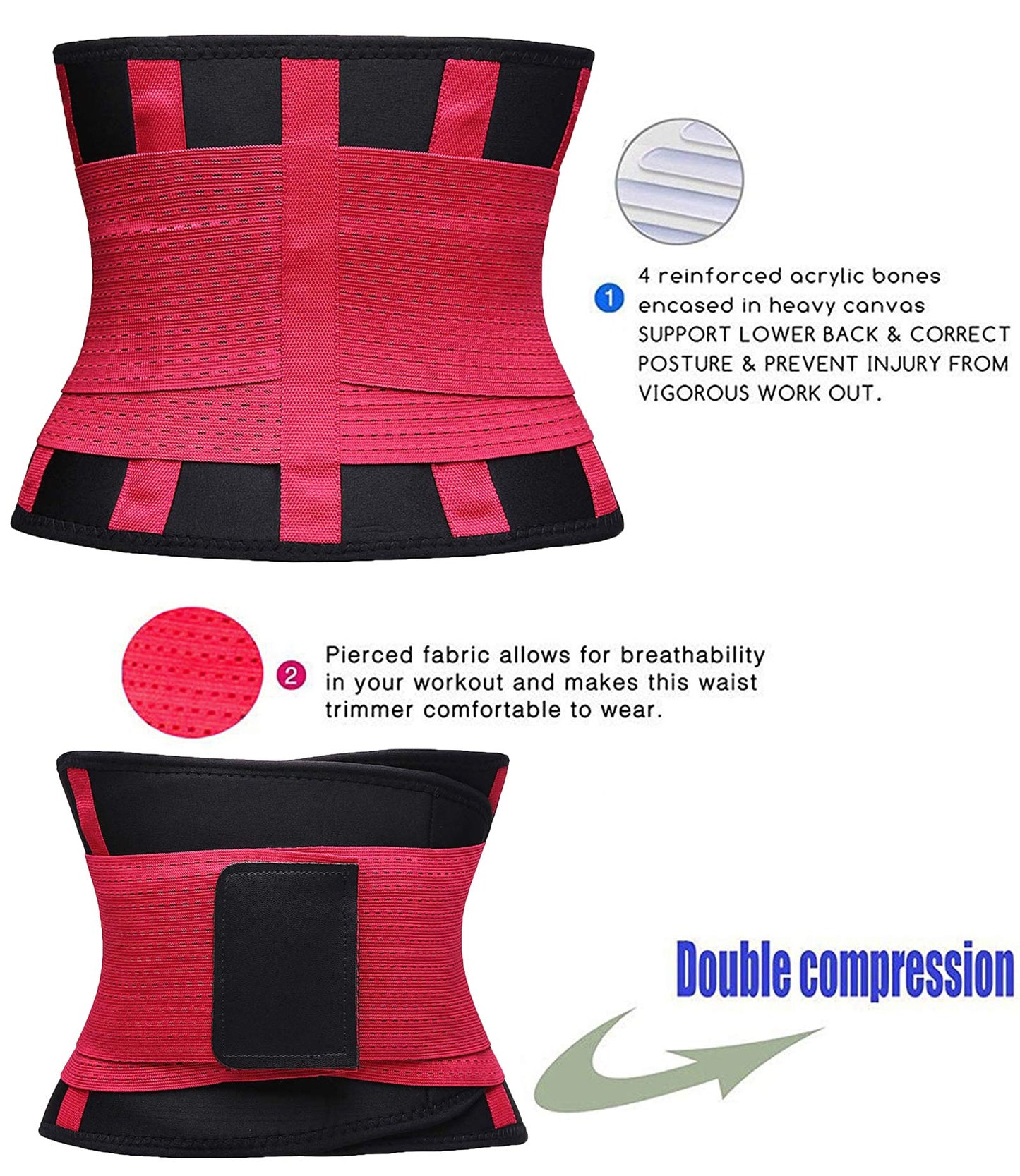 VENUZOR Waist Trainer Belt for Women - Waist Cincher Trimmer - Slimming Body Shaper Belt - Sport Girdle Belt (UP Graded)(Rose Red,Small)