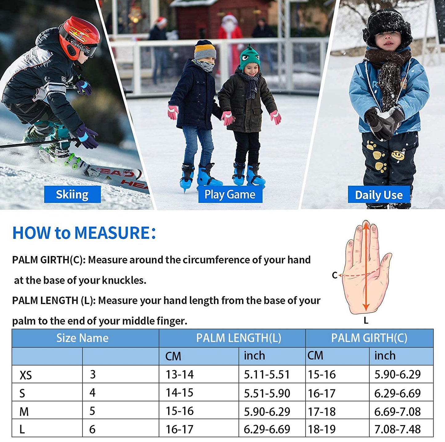 Unigear Kids Ski Gloves, Waterproof Winter Cold Weather Snowboard Snow Gloves, Fit Both Boys & Girls