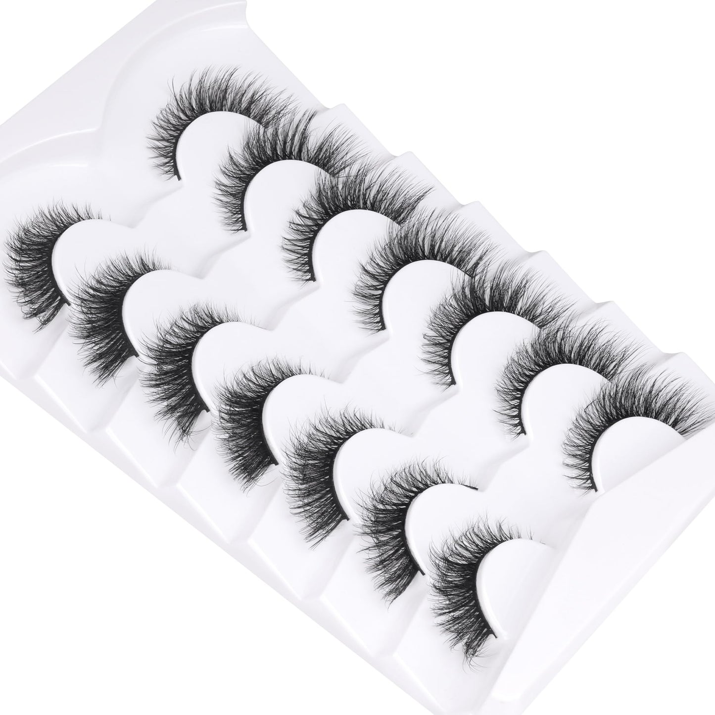 False Eyelashes Cat Eye Lashes Natural Fluffy Eyelashes Wispy Strip Lashes Mink Volume Fake Eyelashes 7 Pairs Natural Lashes Cat Eye ALICROWN