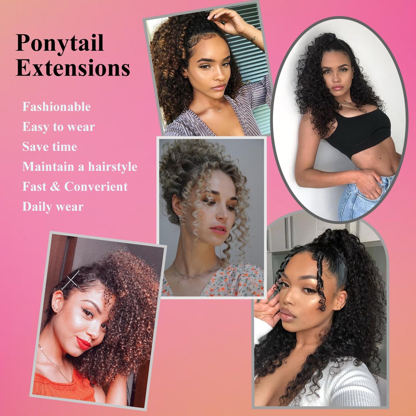 XSASLYET Ponytail Extension 10 Inch Drawstring Ponytail for Black Women Pony Tails Hair Extensions Curly Synthetic Hair Piece for Easy Daily Wear(T1B/27)