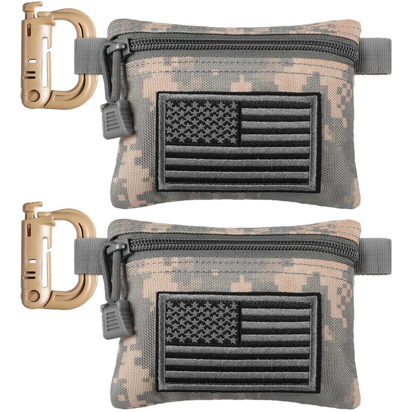 FRTKK 2 Pack Tactical Compact EDC Pouches Military Molle Utility Pouch Accessories Organizer Pouch Coin Purse Keychain Pocket Credit Card Holder Waist Pack ACU 3