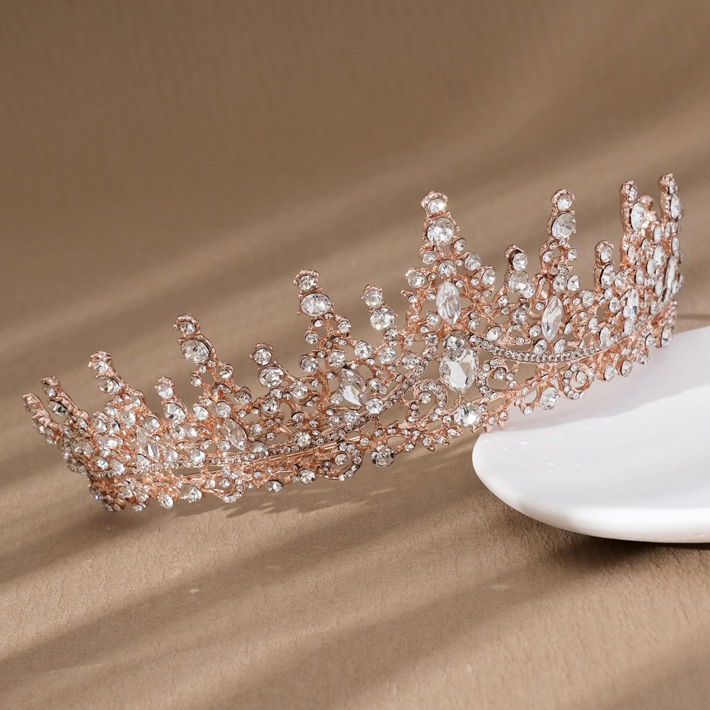 COCIDE Rose Gold Tiara and Crown for Women Crystal Queen Crowns Rhinestone Princess Tiaras for Girl Bride Wedding Hair Accessories for Bridal Birthday Party Prom Halloween Cos-play Costume Christmas