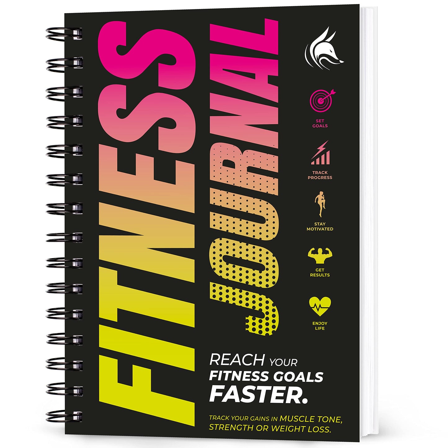 Clever Fox Fitness Journal Workout Log Book - Daily Fitness Planner Workout Journal for Women and Men. Spiral-Bound, Laminated Cover, Thick Pages, A5 (Yellow & Pink)
