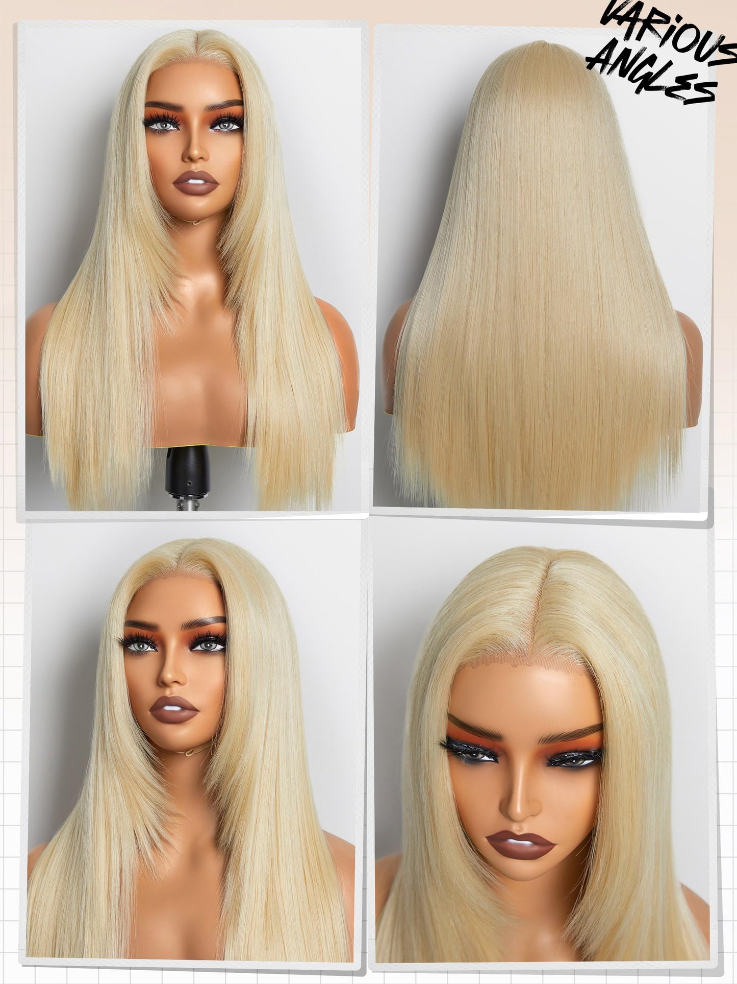GORGIUS 613 Blonde Straight Wig 20 Inch Glueless Wigs 180% Density Pre Plucked with Natural Hairline Put On Go Wigs Crafted with Style-Archive Tech: Premium Fiber & Remy Human Hair Blend