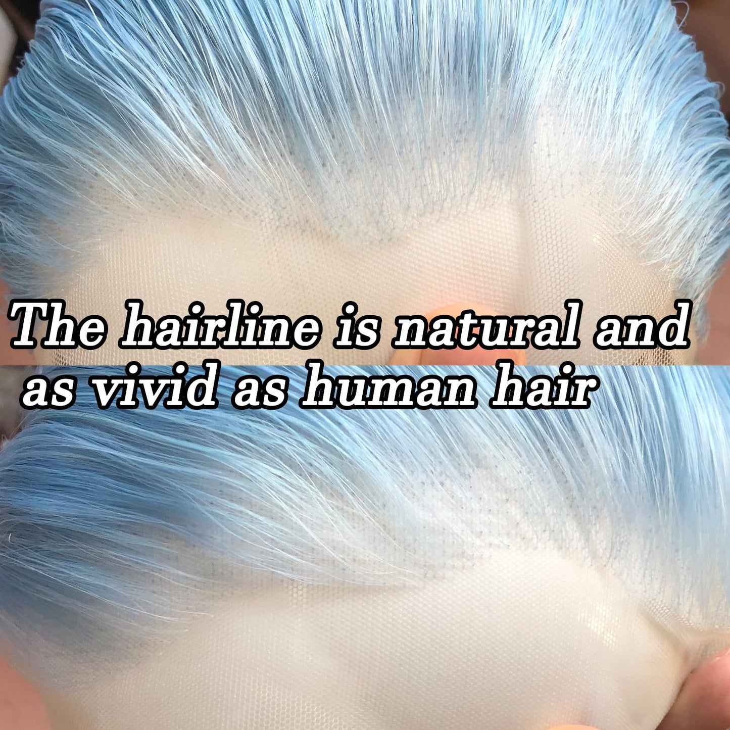 BTWTRY Light Blue Wig Long Straight Sky Blue Lace Front Synthetic Wigs Pre Plucked Natural Hairline for Black Women Heat Resistant Fiber Hair Cosplay Daily Wear Wig (Light Blue)