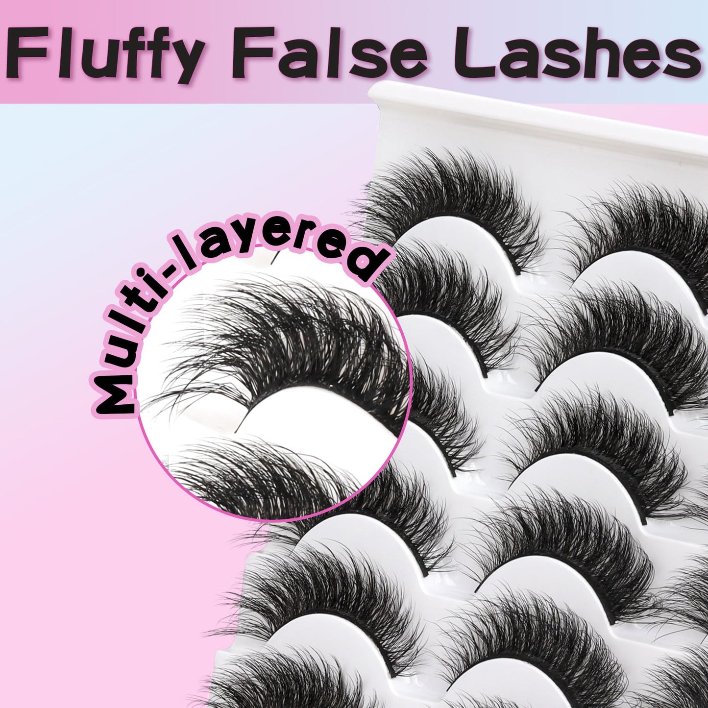 Losha Lashes Fluffy Cat Eye Lashes 14 Pairs 3D False Eyelashes Soft Crossed Eye Lashes Pack Comfortable Fake Eyelashes(614)