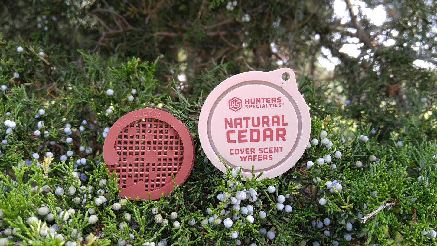 Hunters Specialties Long Lasting Cover Scent Wafers for Hunting - 3 Wafers Per Pack, 3 Safety Pins Included, Natural Cedar