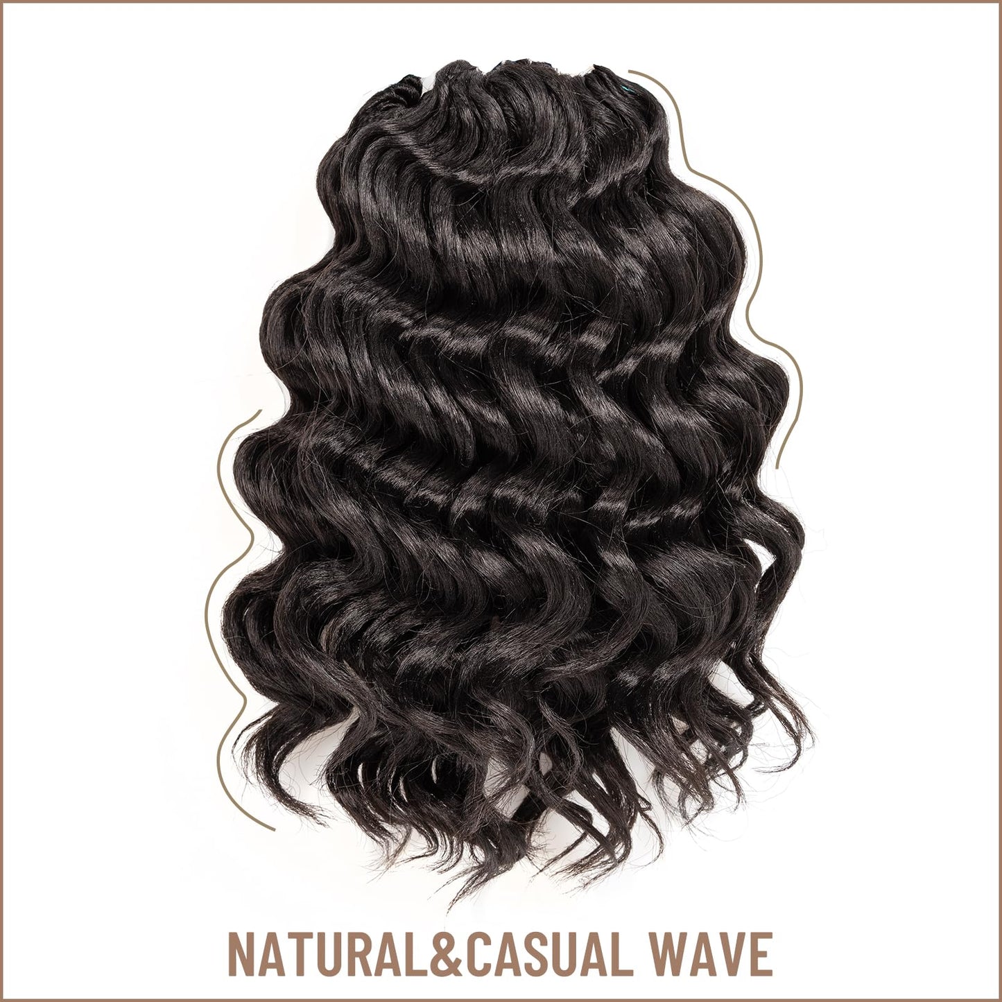 ToyoTress Ocean Wave Crochet Hair - 9 Inch 8 Packs Short Curly Ocean Wave Braiding Hair, Deep Wave Synthetic Crochet Braids (9 Inch, #2-8P)