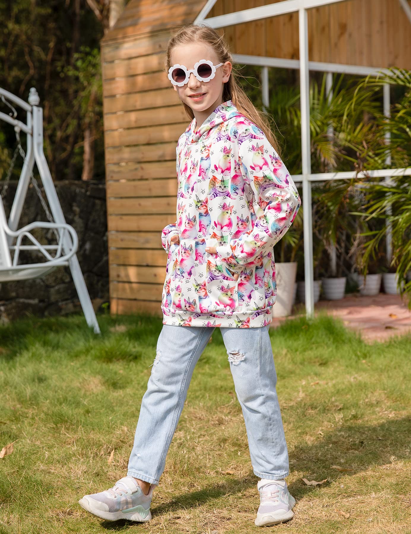 BFUSTYLE Kids Hoodies 4-6 Years Winter Clothes Cat Girls Sweatshirt Long Sleeve Little Girl Animal Pullover Hoody Size 6