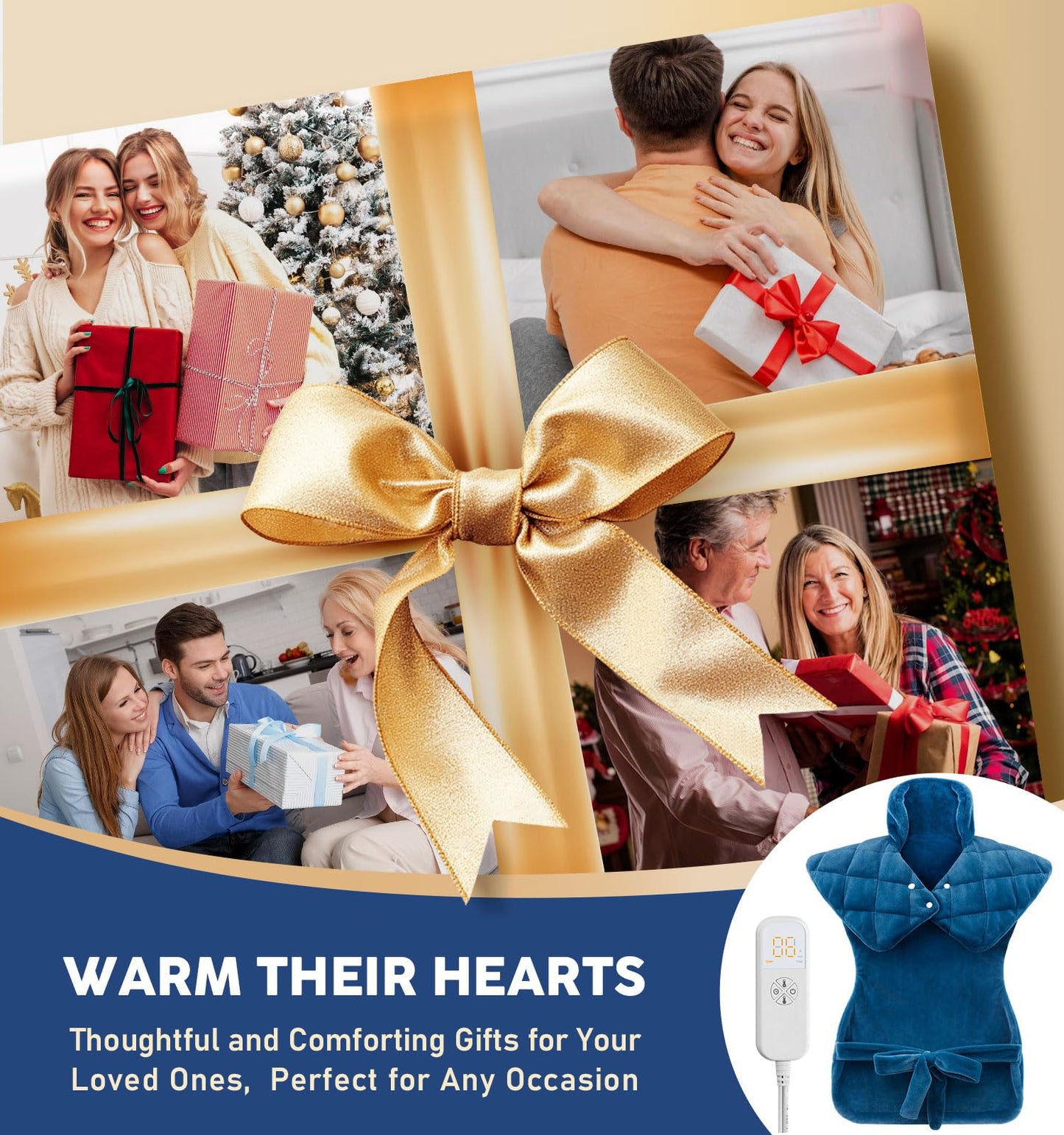 Heating Pad for Neck Shoulders & Back Pain Relief, Father's Day Gifts for Dad Husband Uncle,Gifts for Men,Large Weighted Electric Neck Shoulders and Back Heat Pad,6 Heat Settings Auto-Off,UL Certified