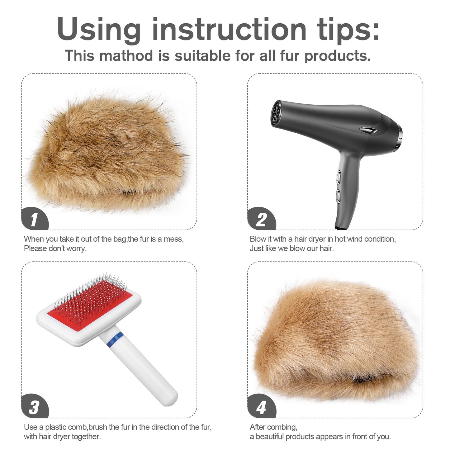 Dikoaina Faux Fur Cossack Russian Style Hat for Ladies Winter Hats for Women Khaki