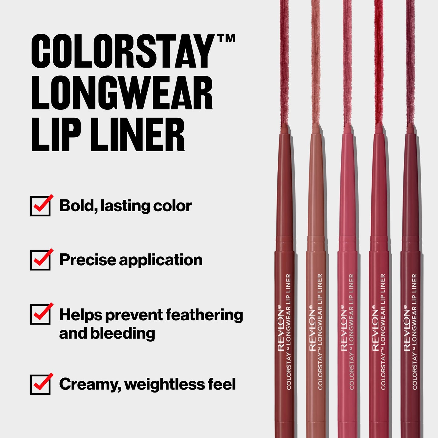 Revlon Colorstay Lip Liner Makeup with Built-In Sharpener, Longwear Rich Colors, Smooth Application, 650 Pink, 0.01 oz