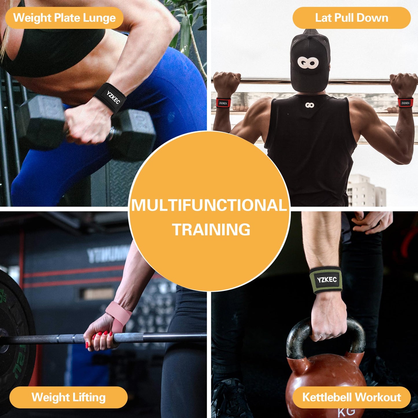 YZKEC 24" Cotton Weight Lifting Wrist Straps with Neoprene Cushioned Padded for Wrist Support and Protection,Weightlifting,Strength Training,Bodybuilding,Powerlifting,Dumbbell Workout,Men and Women