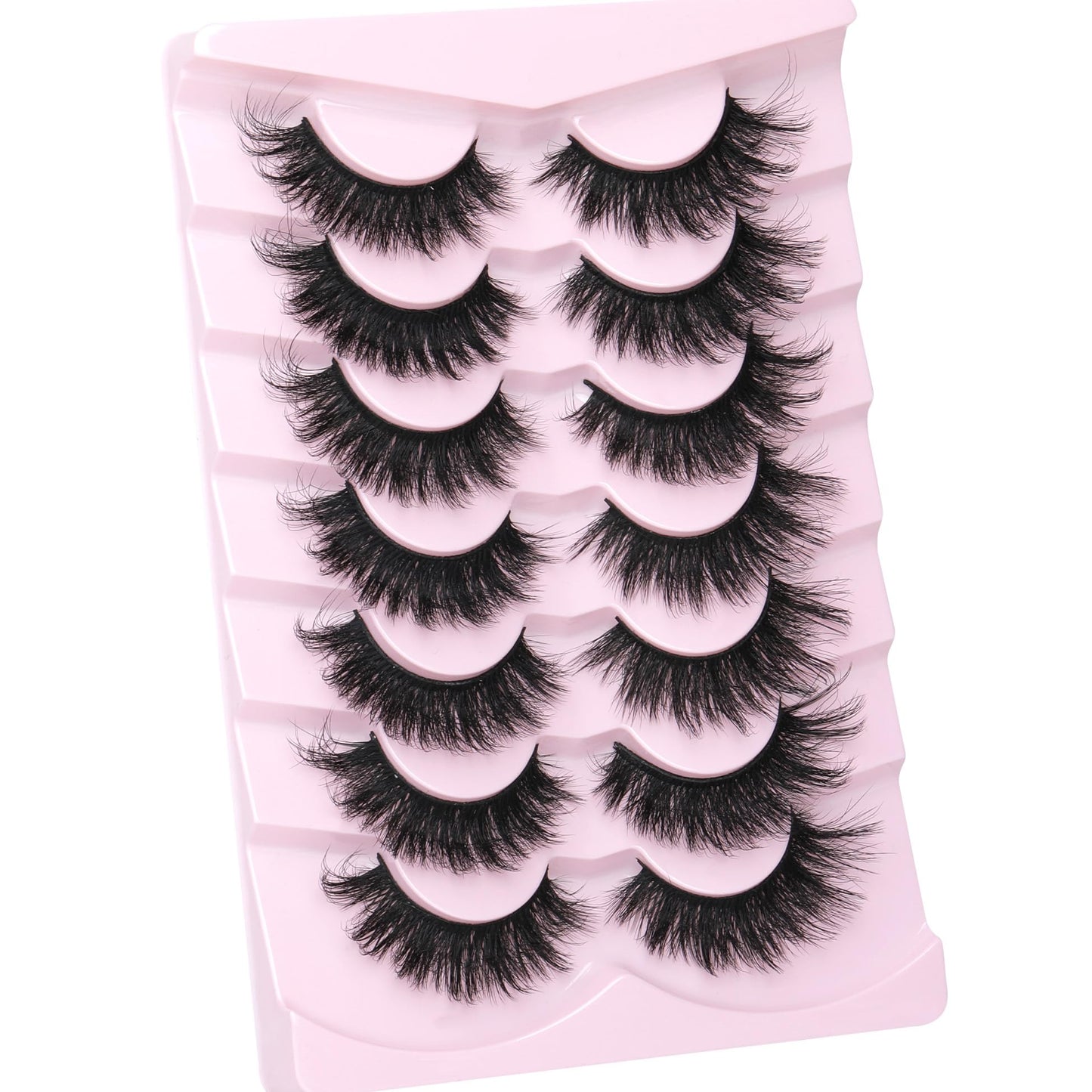 Thick Lashes Mink Fluffy Eyelashes 18MM Long False Eyelashes Strip 5D Volume Fake Eyelashes Dramatic Full Fake Lashes 7 Pairs Cat Eye Big Lashes that Look Like Extensions