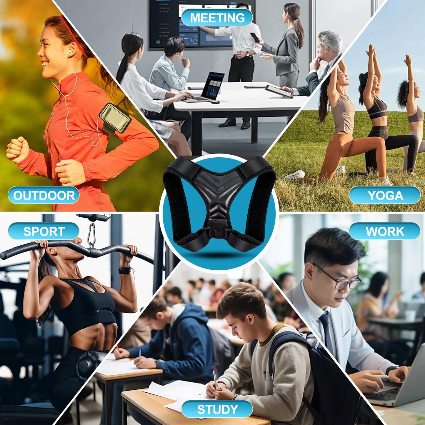 HYTAMY Posture Corrector for Men and Women - Adjustable Upper Back Brace, Breathable Back Corrector, Providing Pain Relief from Bad Posture, Waist, Neck, Shoulder, Clavicle, Back Pain (Medium)