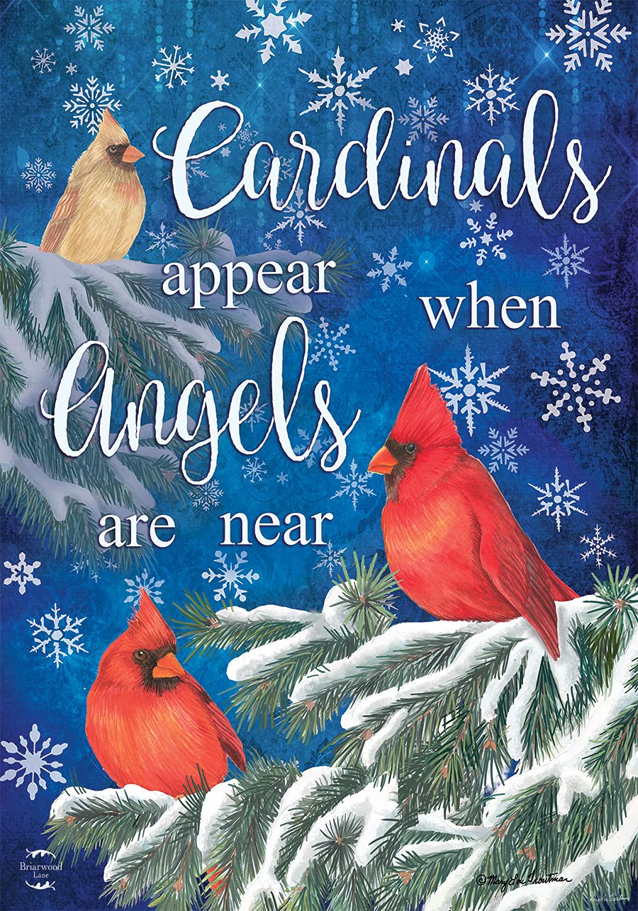 Cardinals Appear Winter House Flag 40" x 28" Briarwood Lane