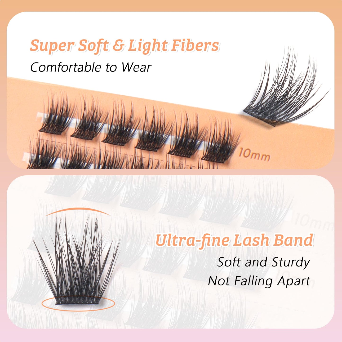 LA MAESII Lash Clusters, Volume Cluster Lashes DIY Eyelash Extensions, Wispy Individual Lashes False Eyelashes Clusters, Soft & Thin Band Reusable 10-12-14mm (Volume-D)