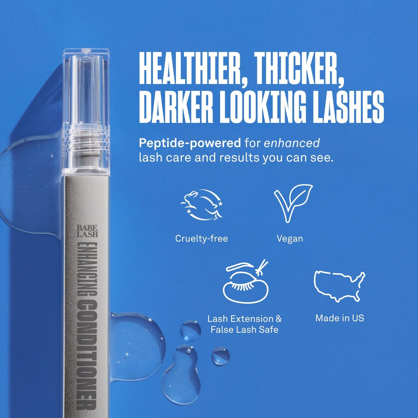 Babe Original Enhancing Lash Conditioner - Conditioning Lash Serum for Eyelashes, with Peptides and Biotin, 3mL