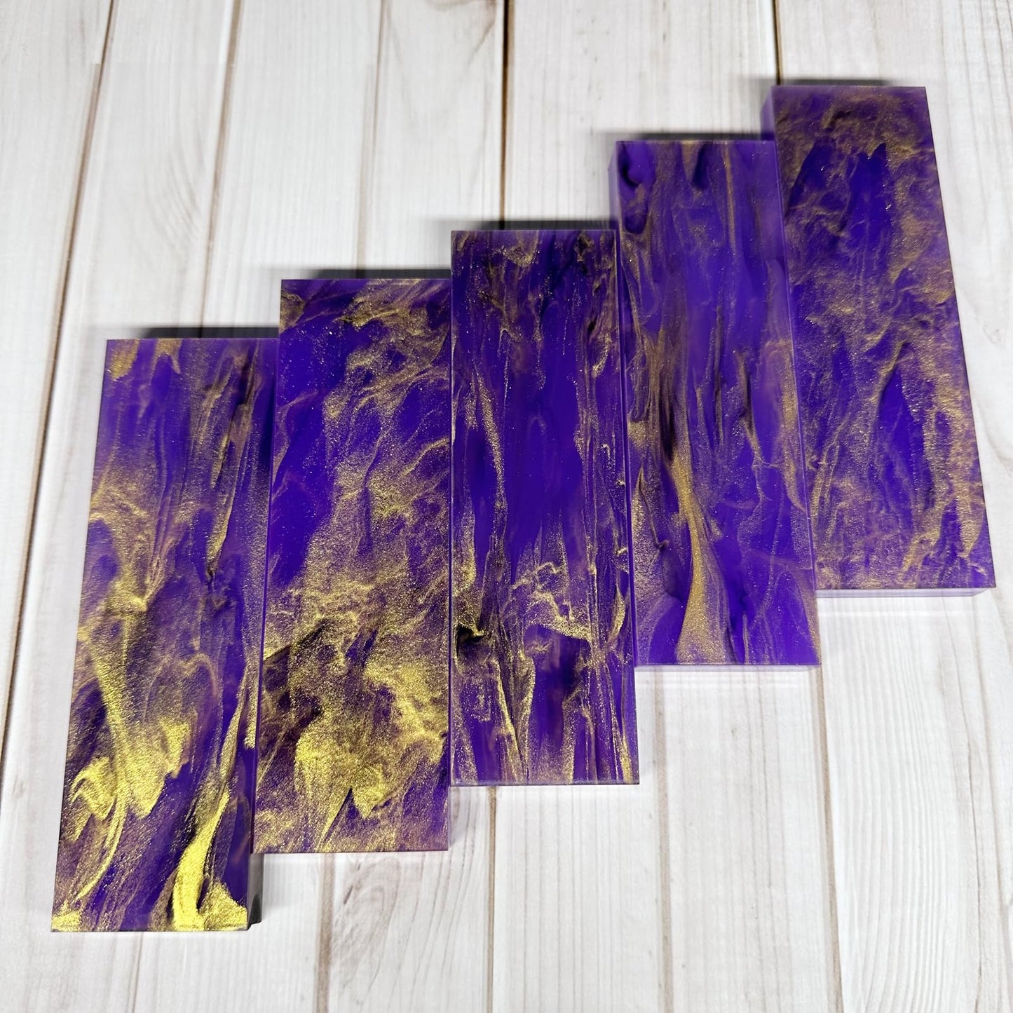 Uotowell Pre-Cut Epoxy Resin Scales Blanks for Decorative Inlays in Guitar Bodies, Necks, Engraved Knife Handle and Gun Grips - Gilded Violet