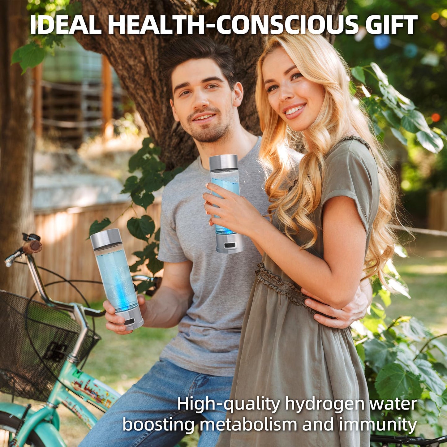 Curety Hydrogen Water Bottle Generator, Portable 1500ppb Hydrogen Water Machine with SPE/PEM Technology, Alternative for Hydrogen Water Pitcher, Water Ionizer, Hydro Water Bottle for Health