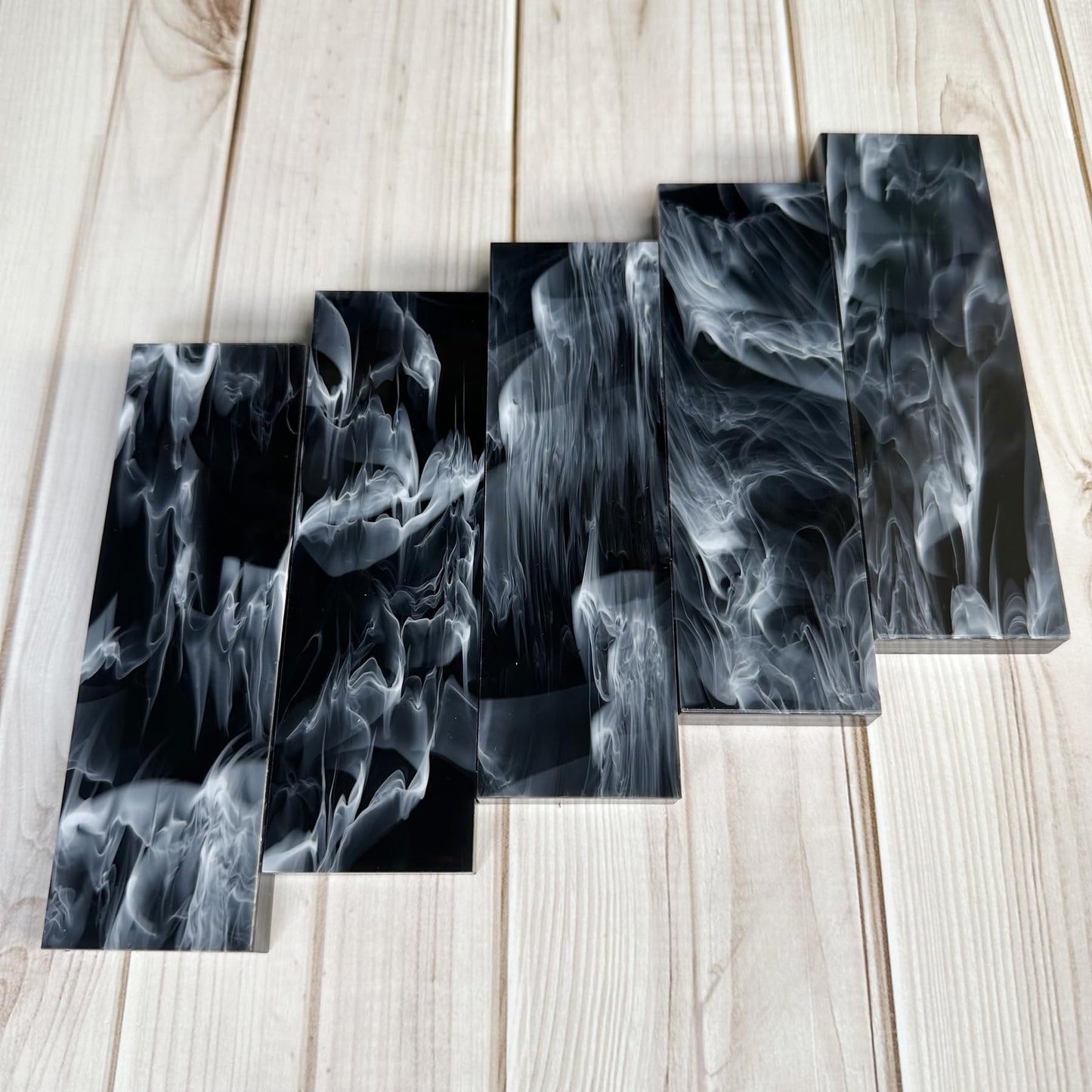 Uotowell Pre-Cut Epoxy Resin Scales Blanks for Decorative Inlays in Guitar Bodies, Necks, Engraved Knife Handle and Gun Grips - Onyx Black