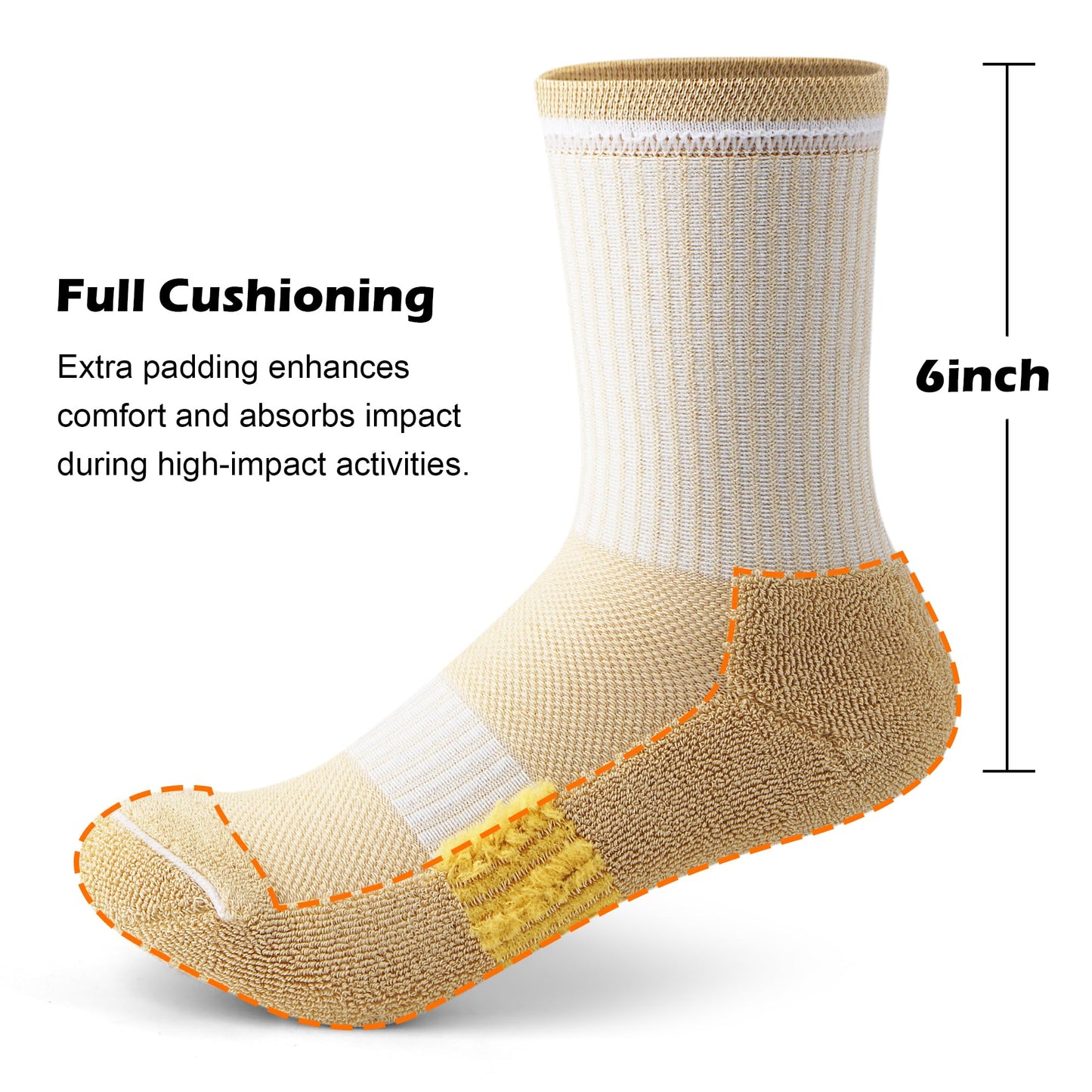 Gonii Crew Socks Women Hiking Running Athletic Cushioned Compression Socks 5-Pairs